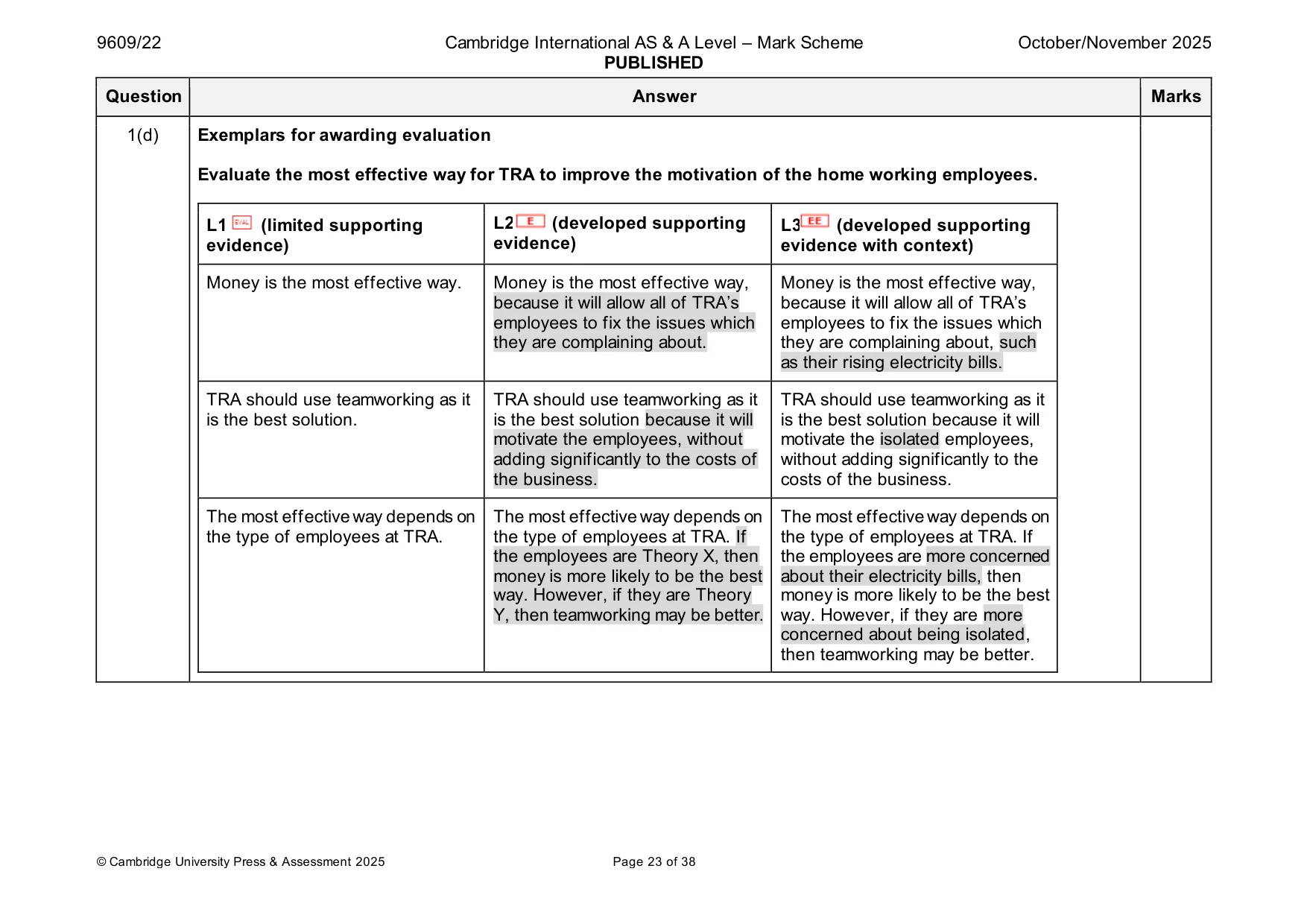 Mark scheme, page 23 of 38