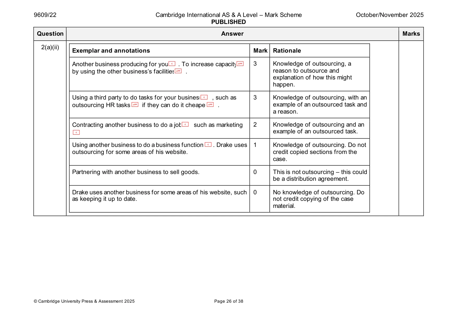 Mark scheme, page 26 of 38
