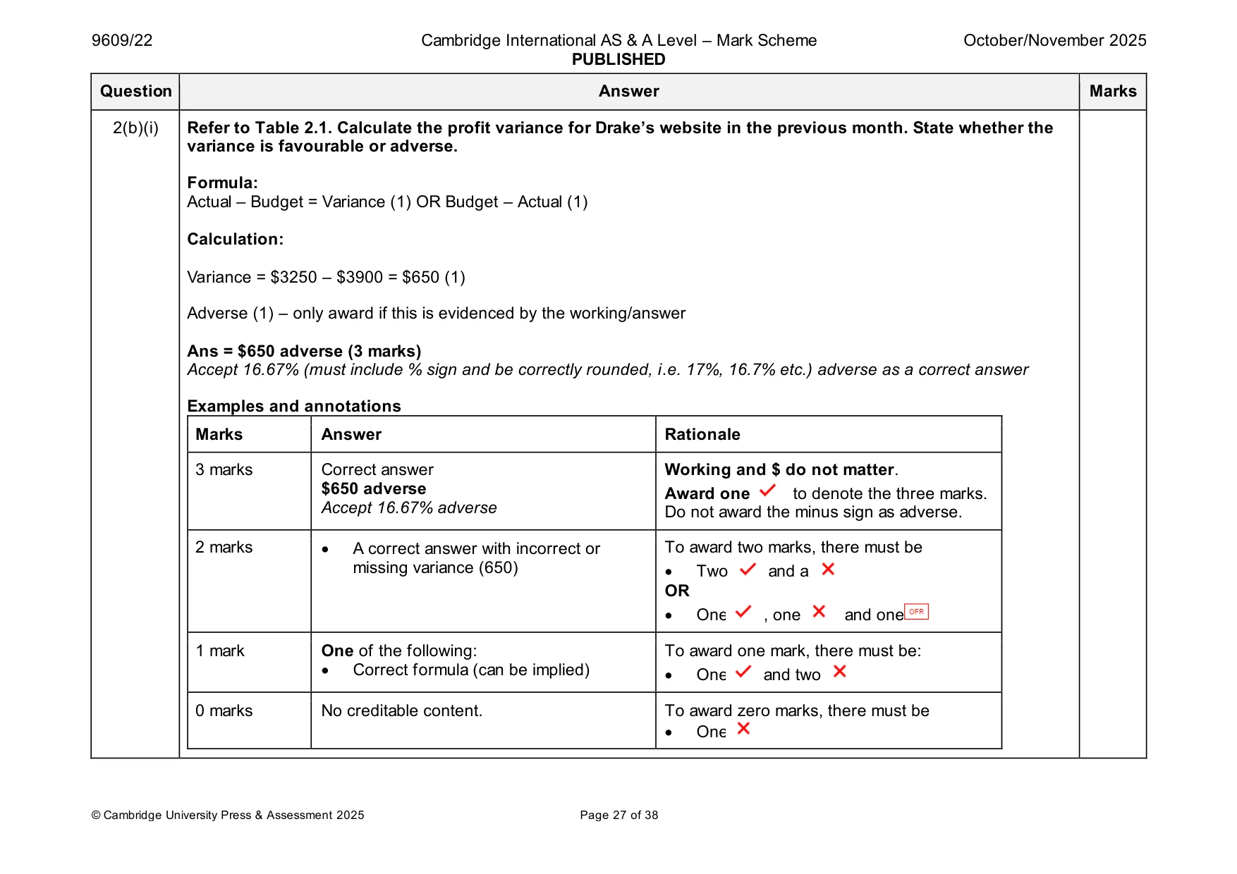 Mark scheme, page 27 of 38