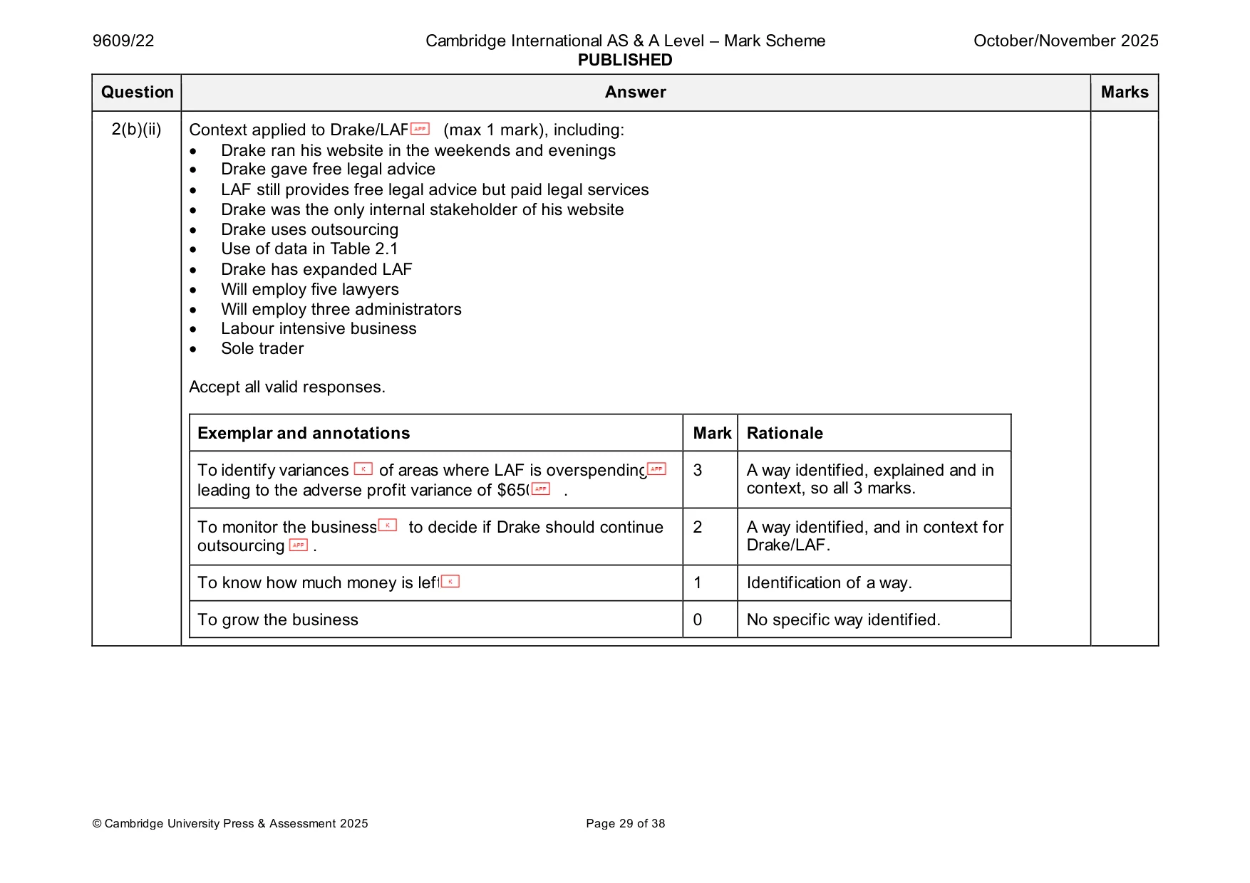 Mark scheme, page 29 of 38