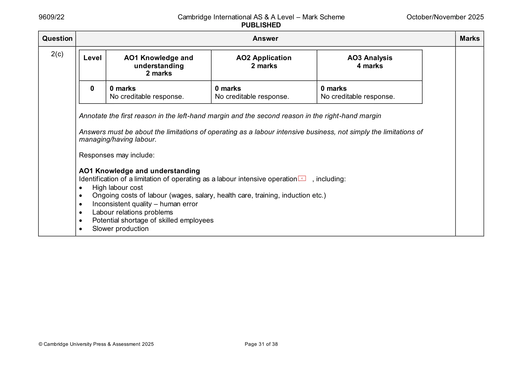 Mark scheme, page 31 of 38