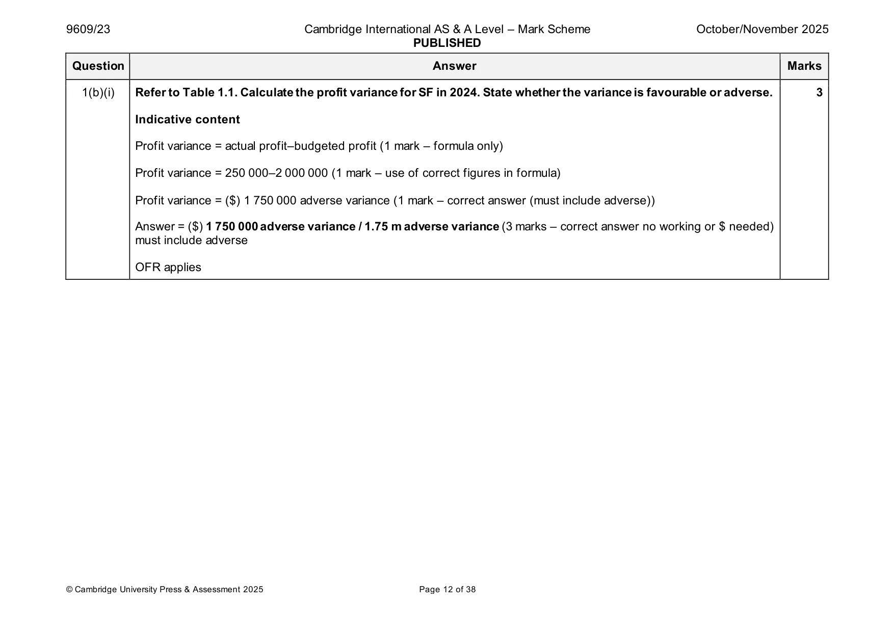 Mark scheme, page 12 of 38