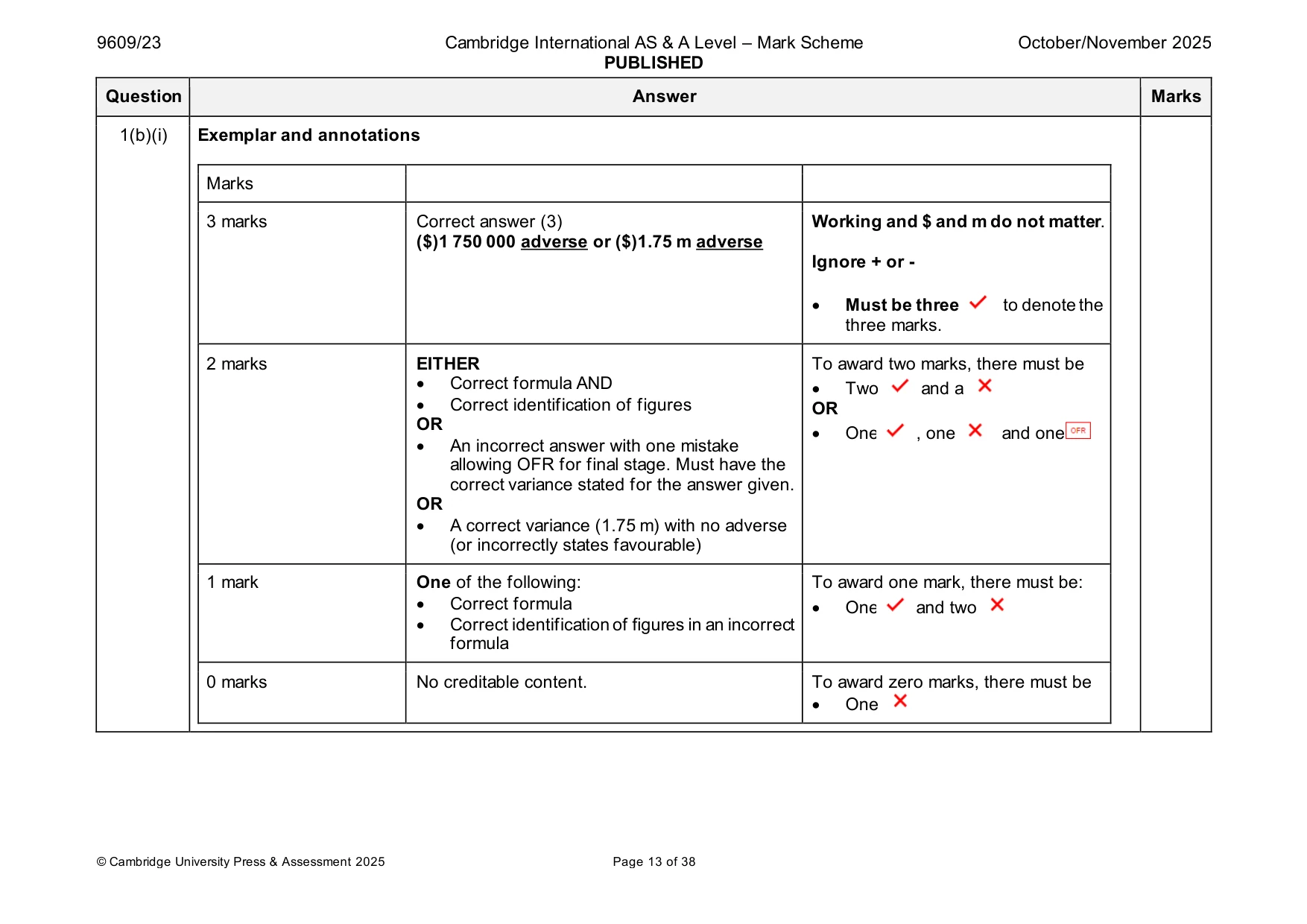 Mark scheme, page 13 of 38