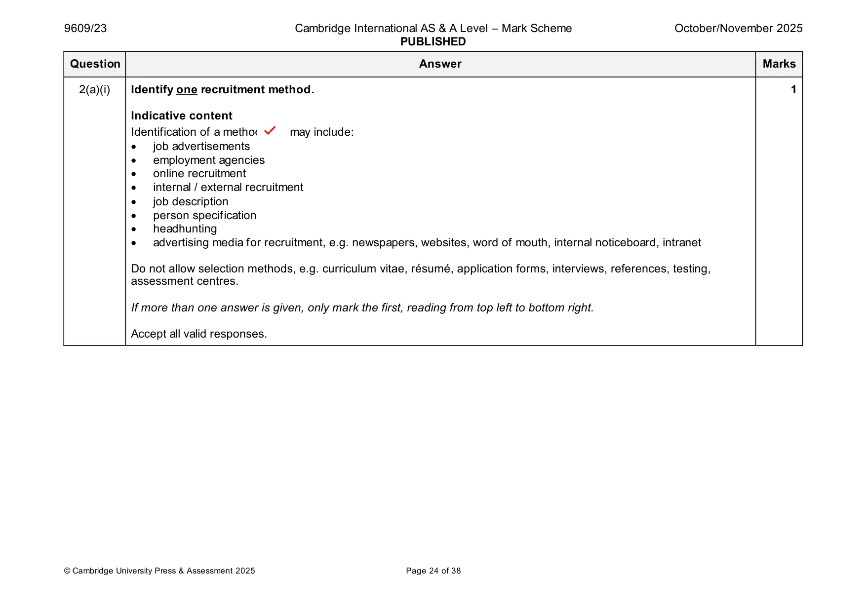 Mark scheme, page 24 of 38