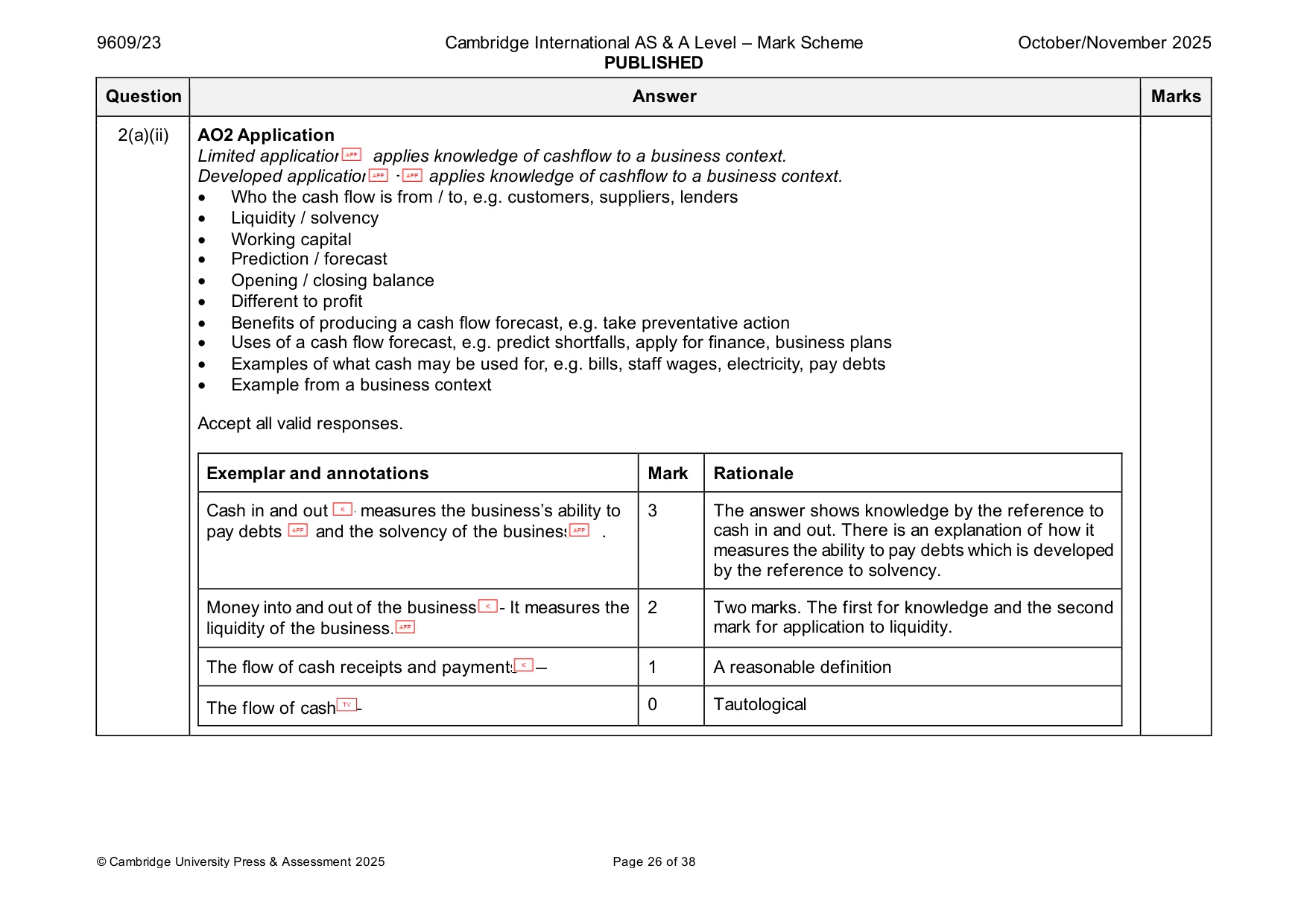 Mark scheme, page 26 of 38