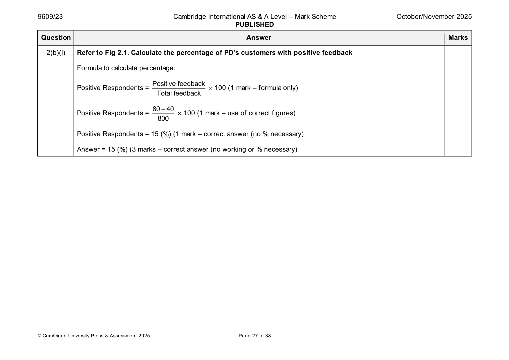 Mark scheme, page 27 of 38