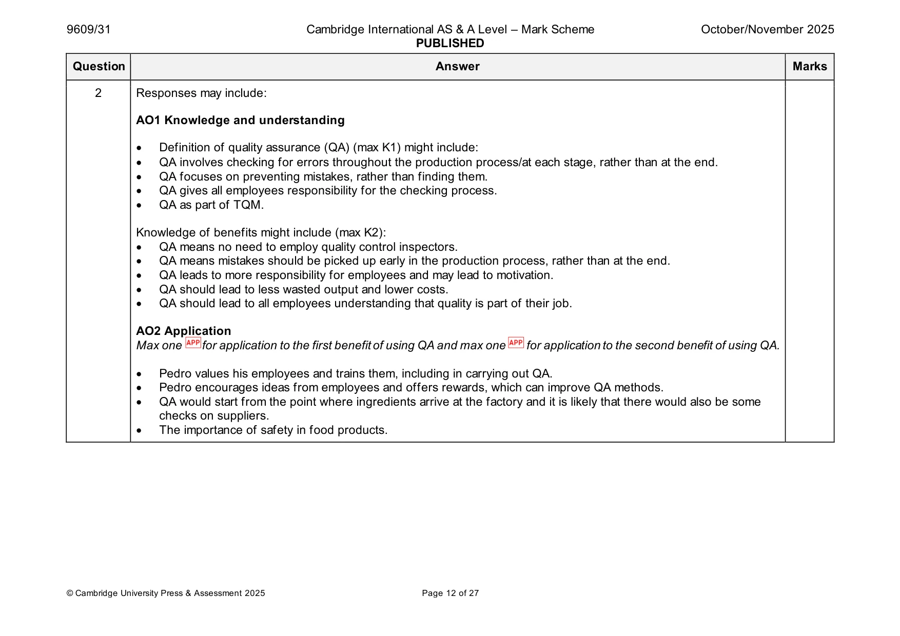 Mark scheme, page 12 of 27