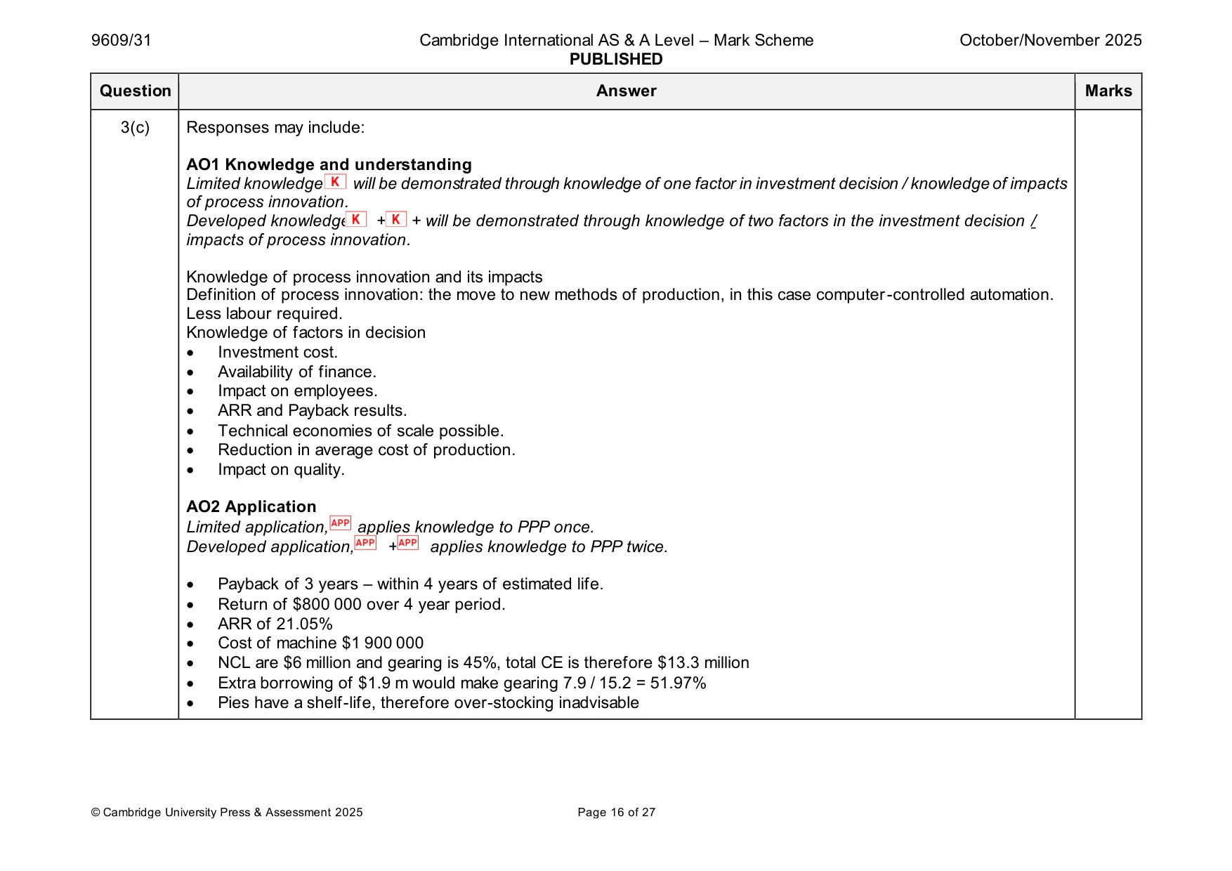 Mark scheme, page 16 of 27