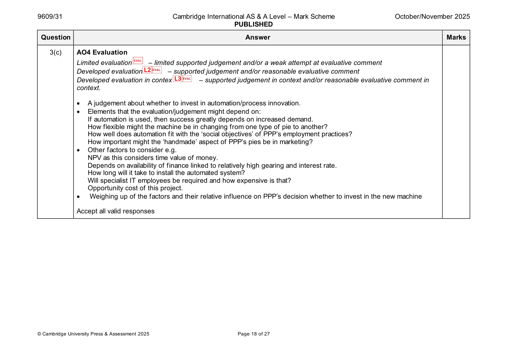 Mark scheme, page 18 of 27