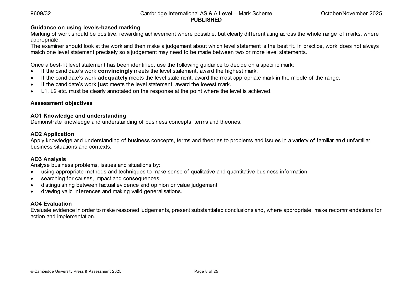 Mark scheme, page 8 of 25