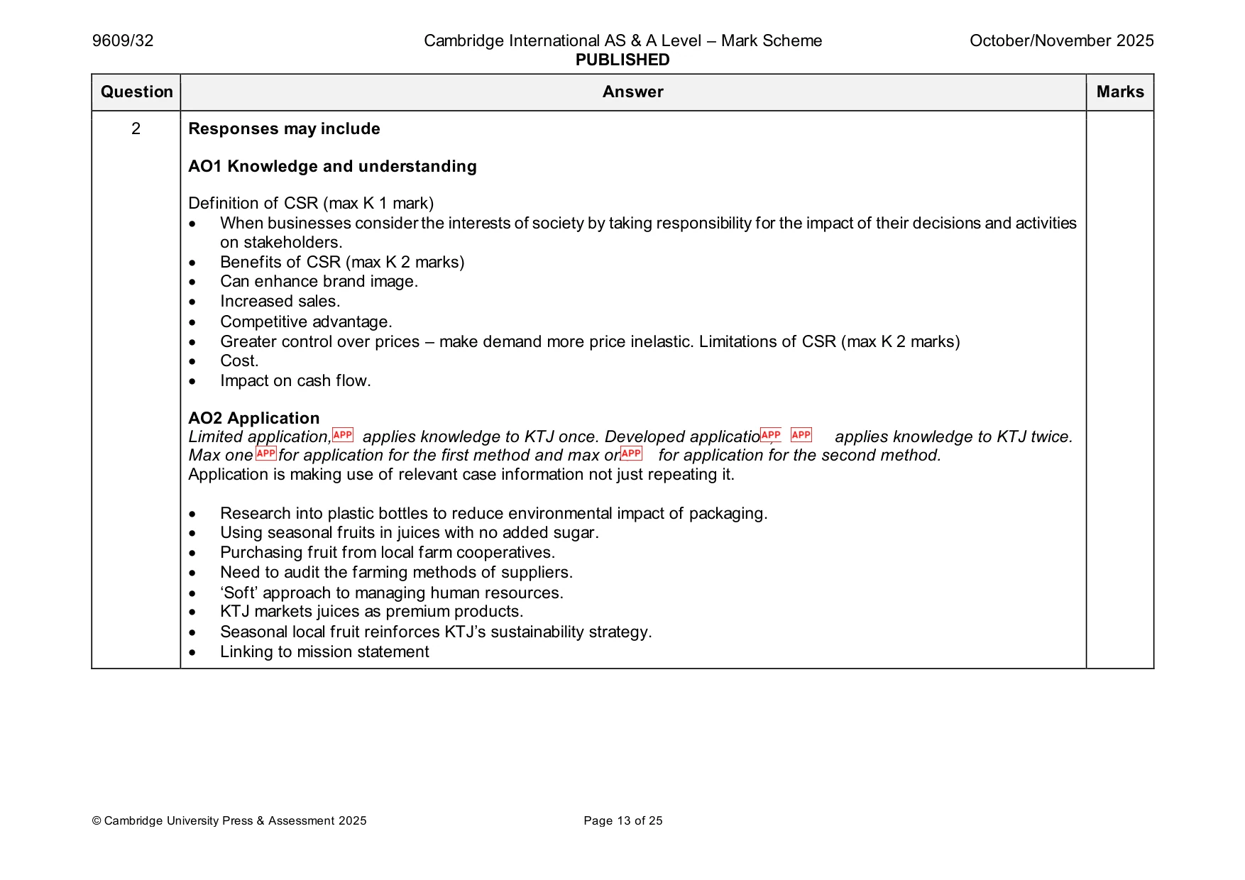 Mark scheme, page 13 of 25