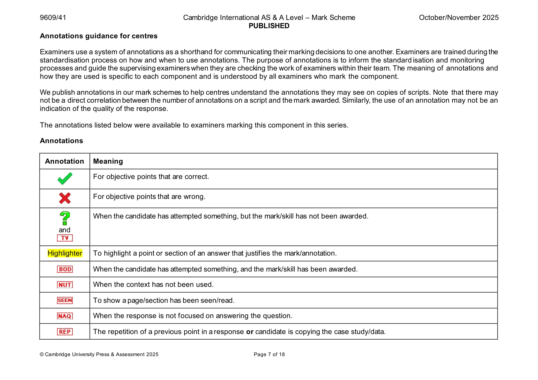 Mark scheme, page 7 of 18