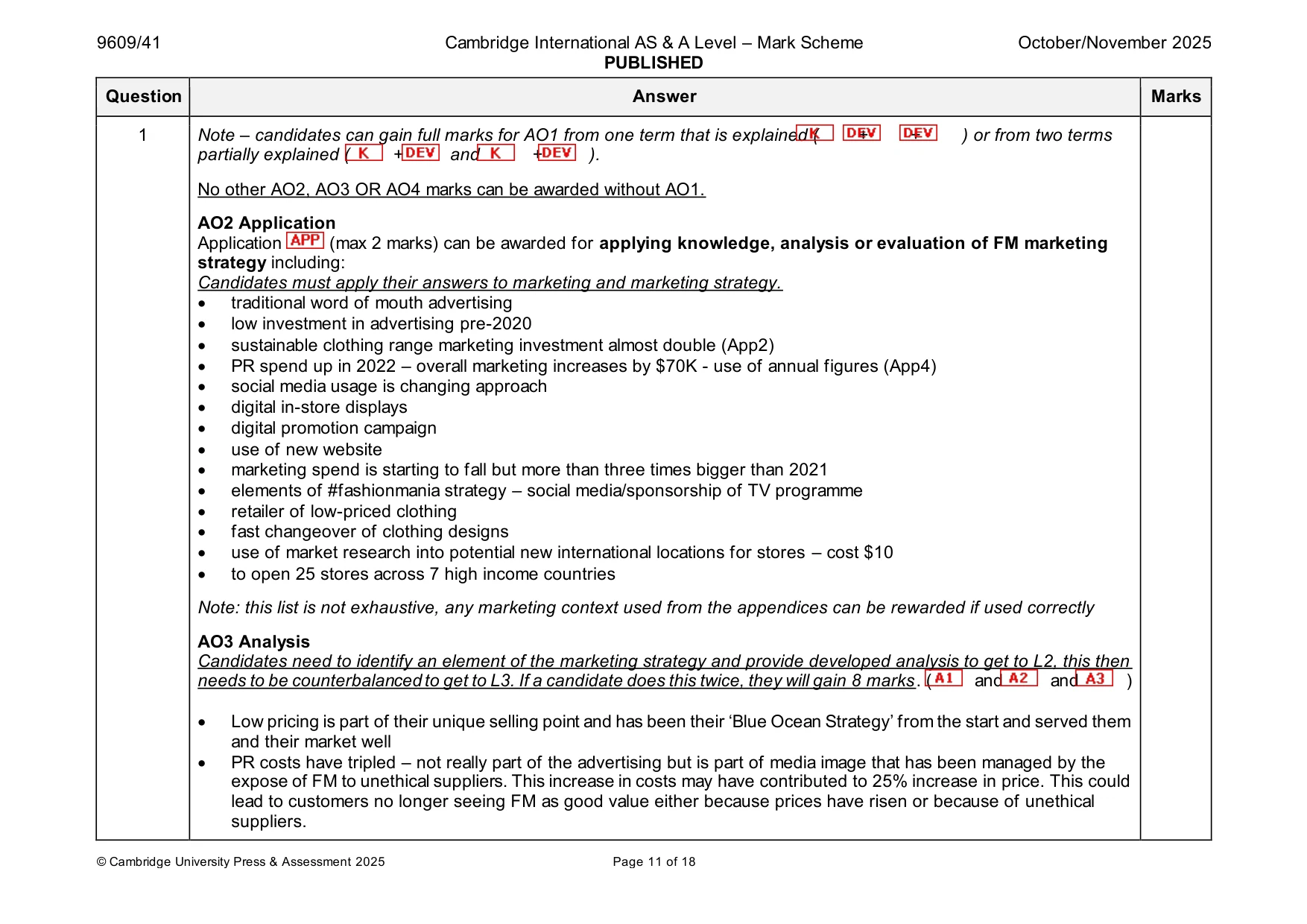 Mark scheme, page 11 of 18