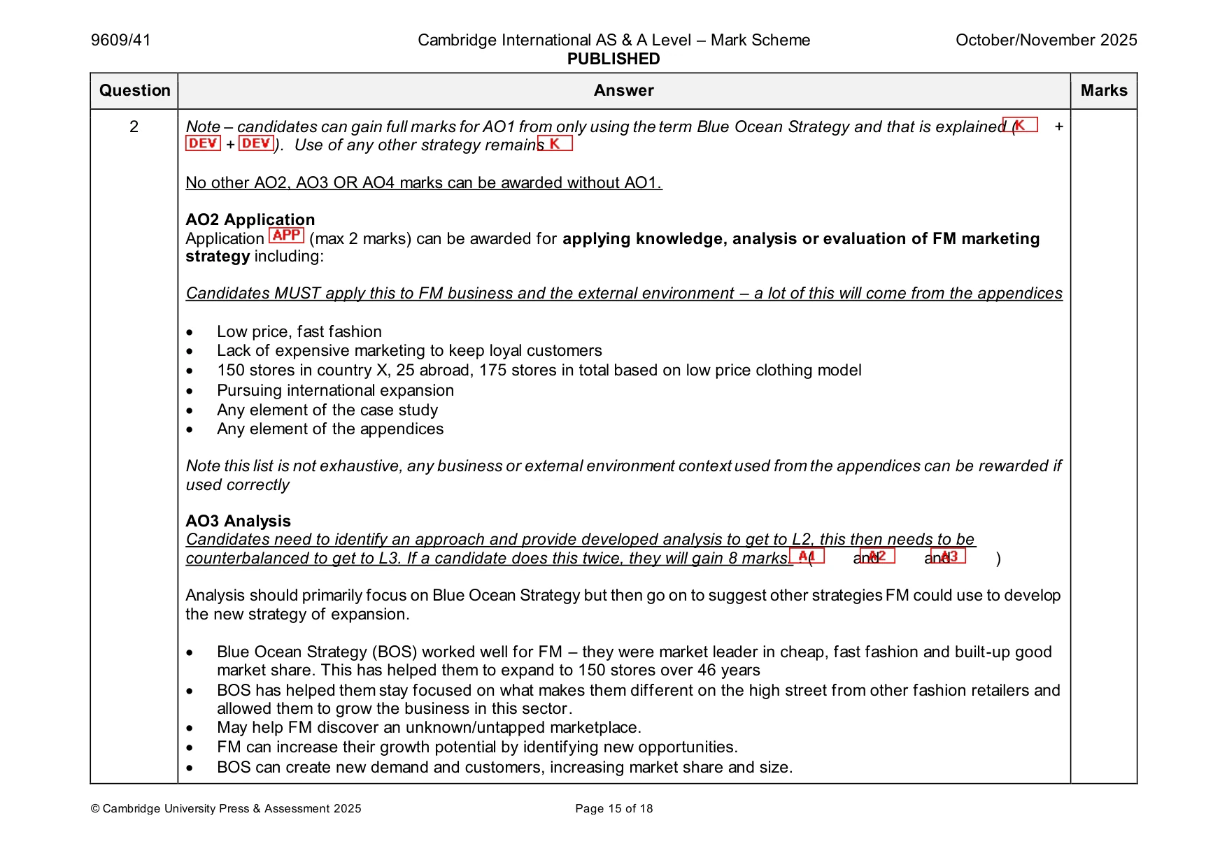 Mark scheme, page 15 of 18