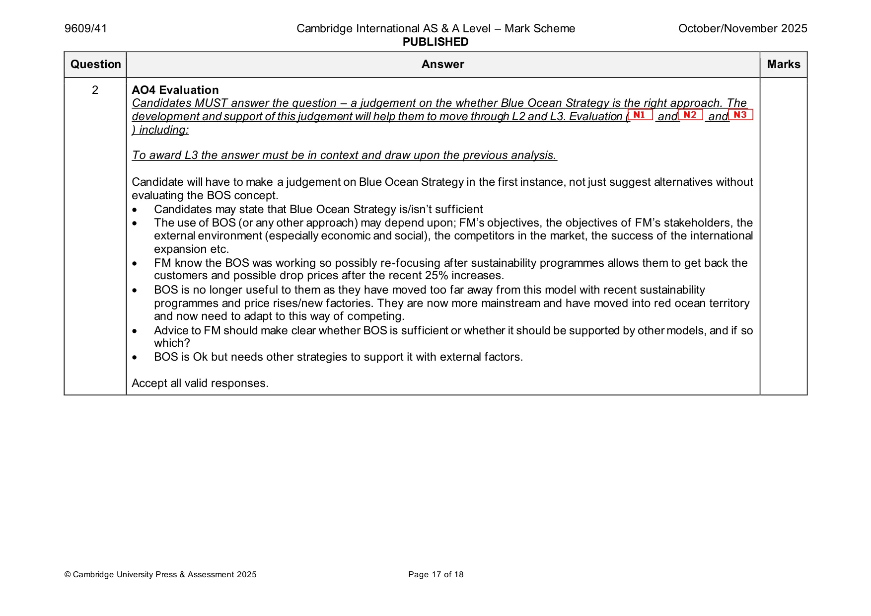 Mark scheme, page 17 of 18