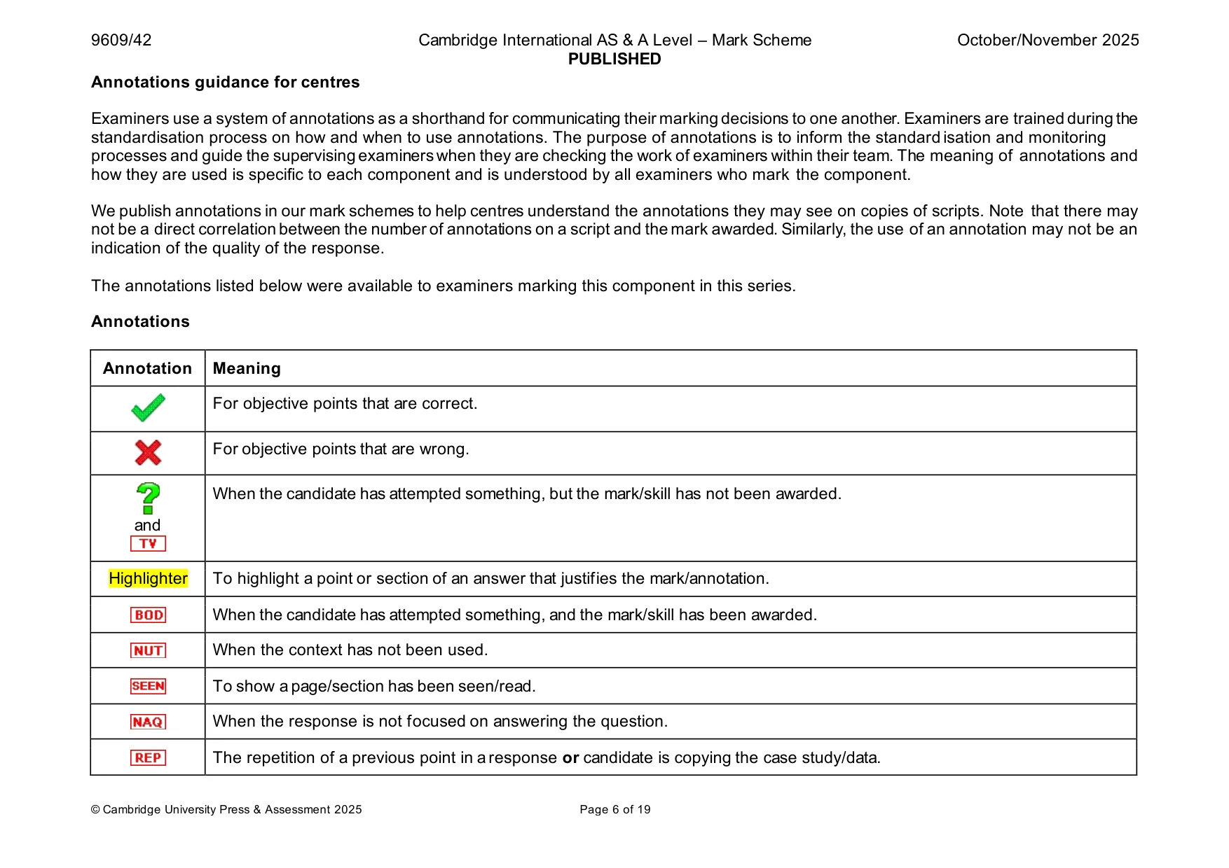Mark scheme, page 6 of 19
