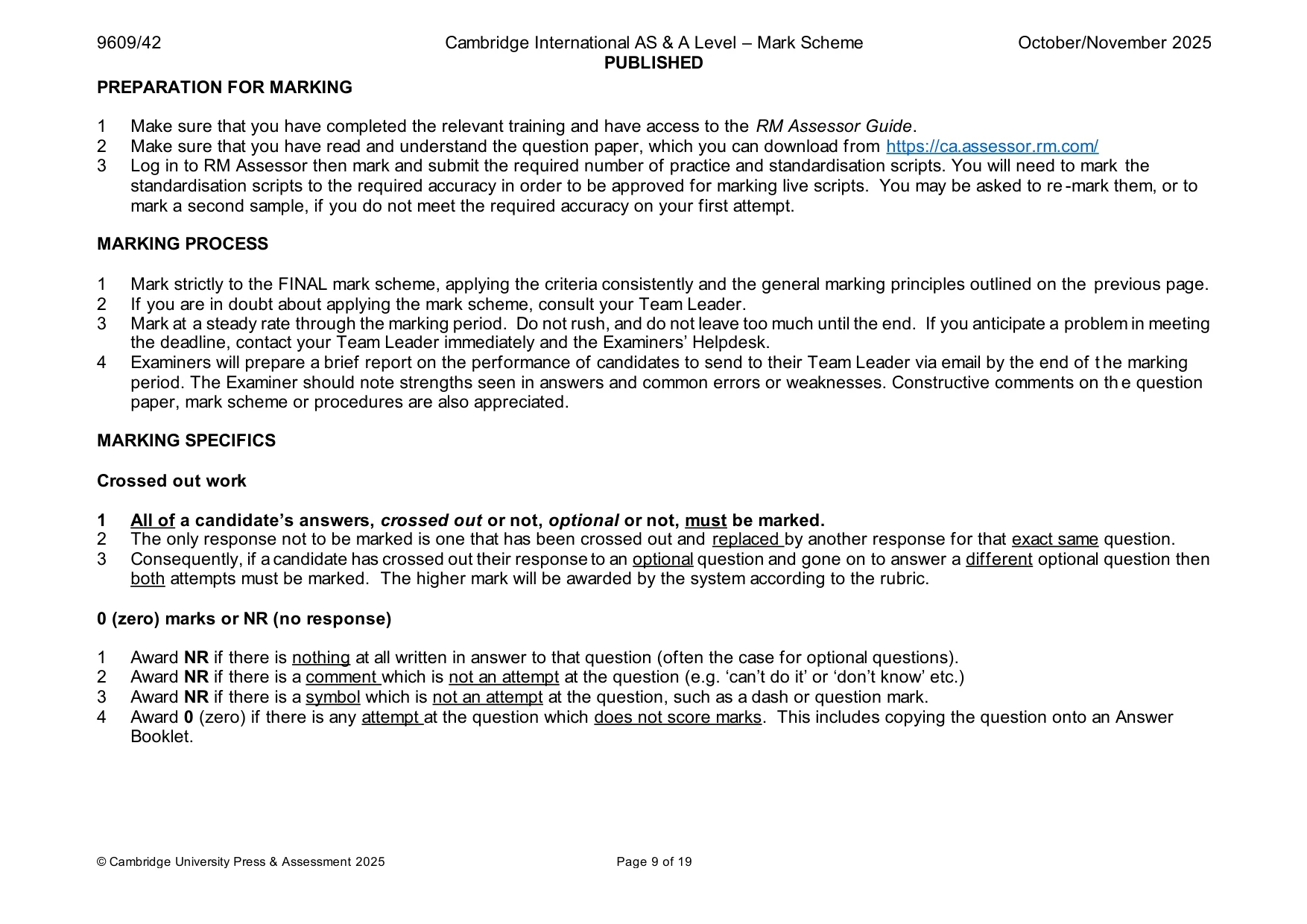 Mark scheme, page 9 of 19