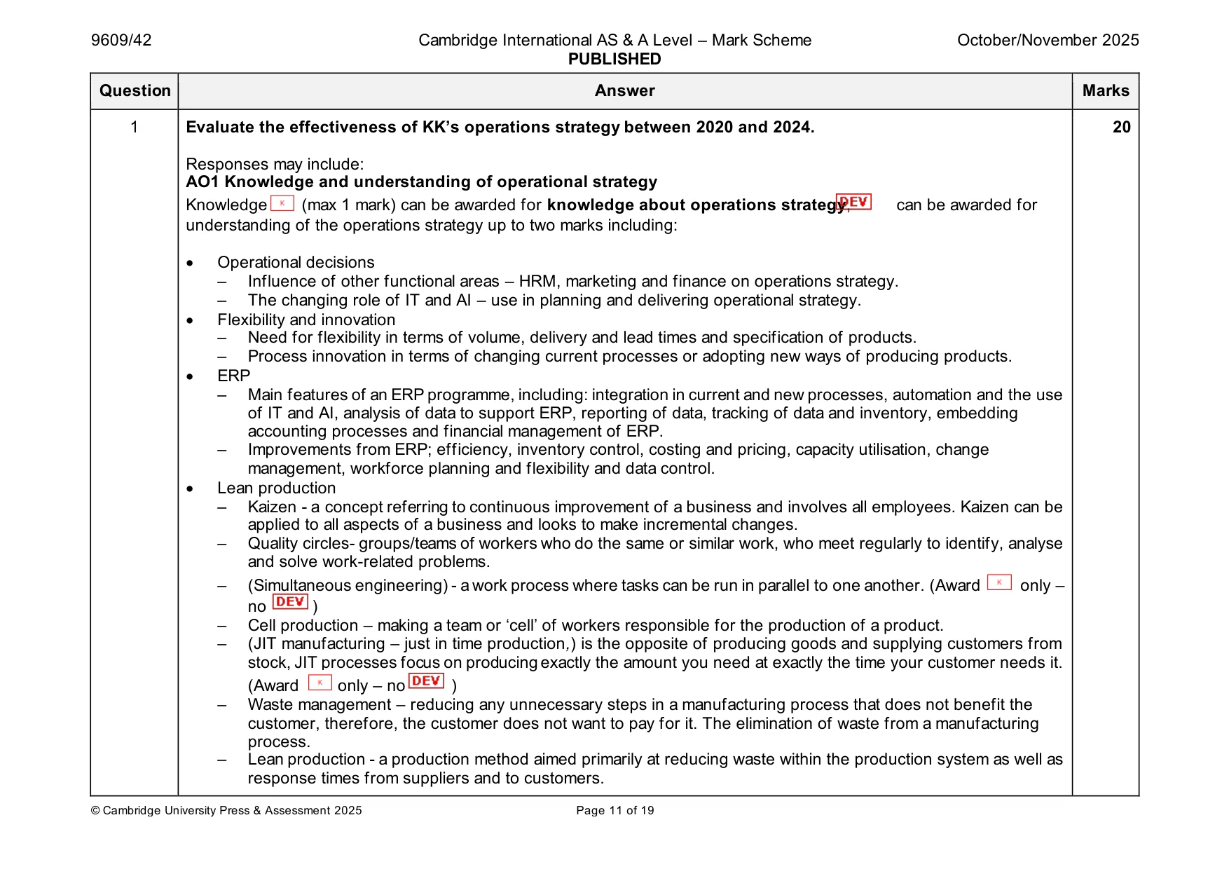 Mark scheme, page 11 of 19