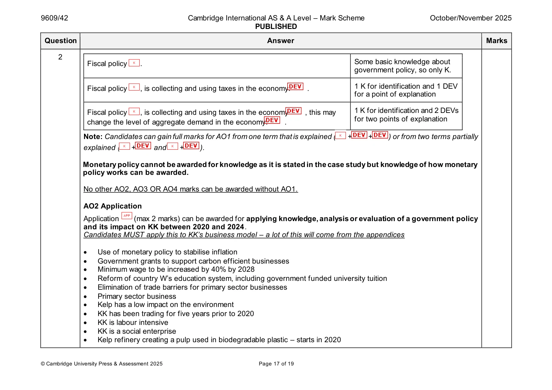 Mark scheme, page 17 of 19
