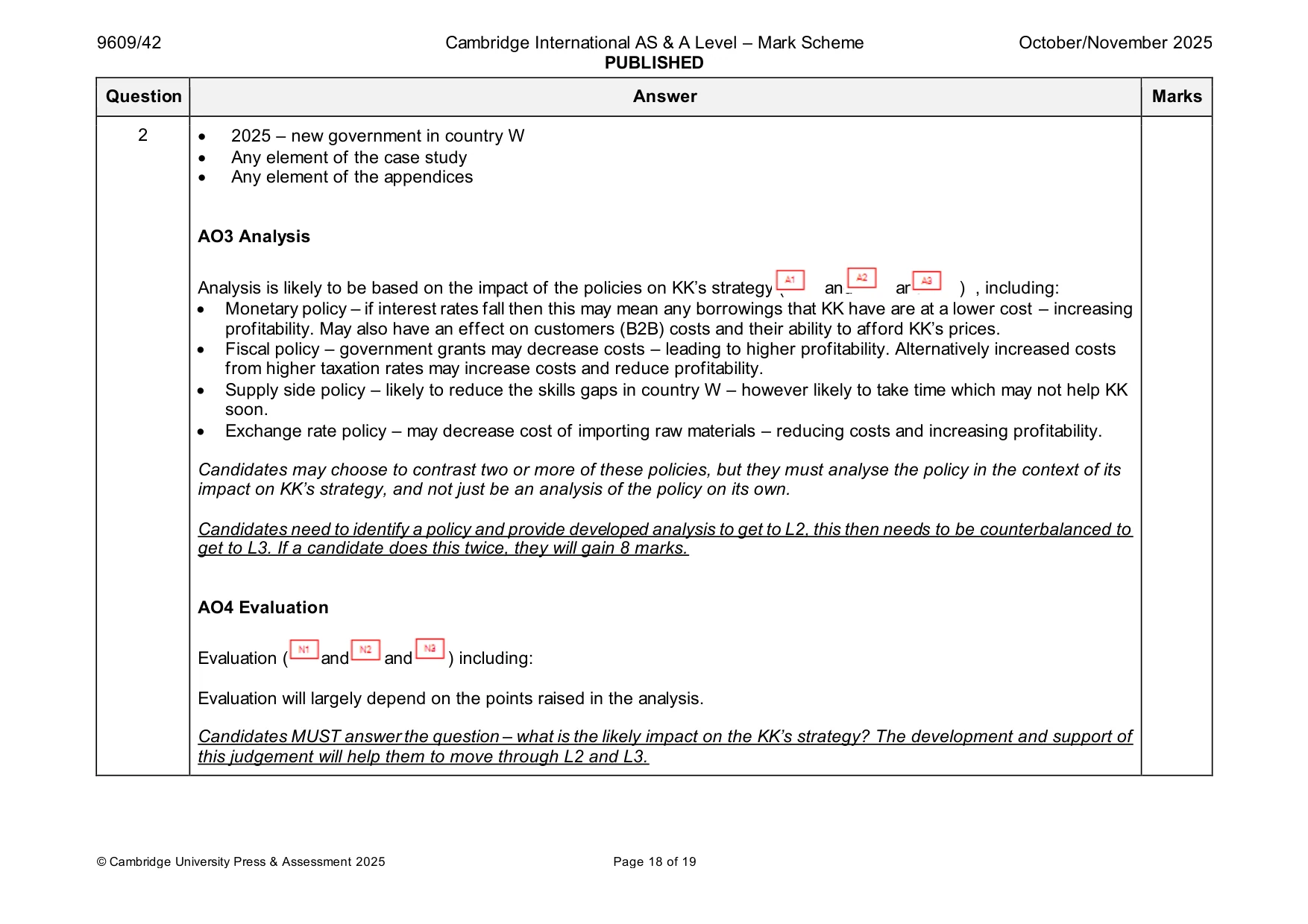 Mark scheme, page 18 of 19