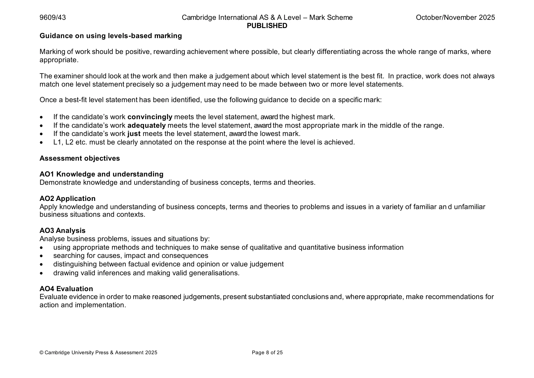 Mark scheme, page 8 of 25