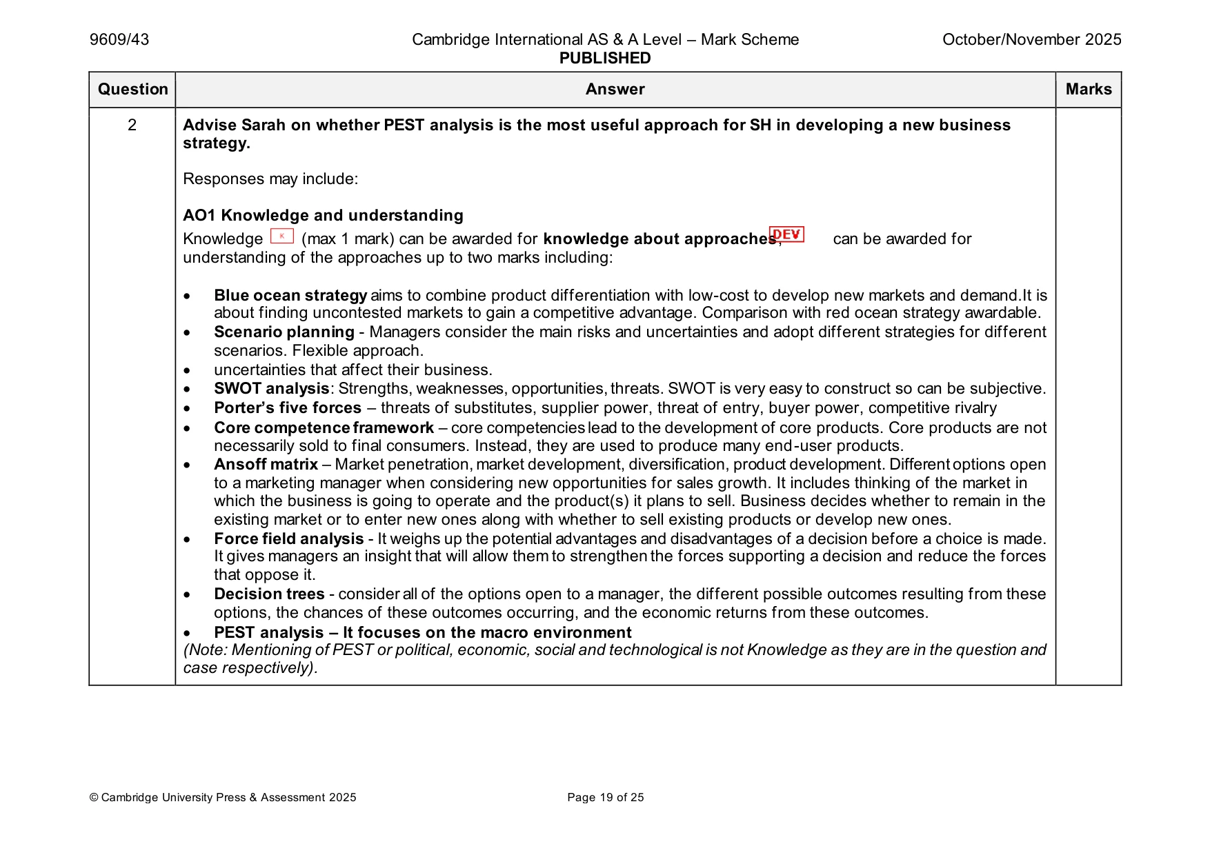 Mark scheme, page 19 of 25