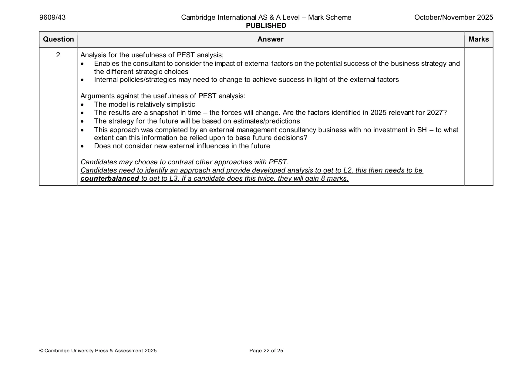 Mark scheme, page 22 of 25