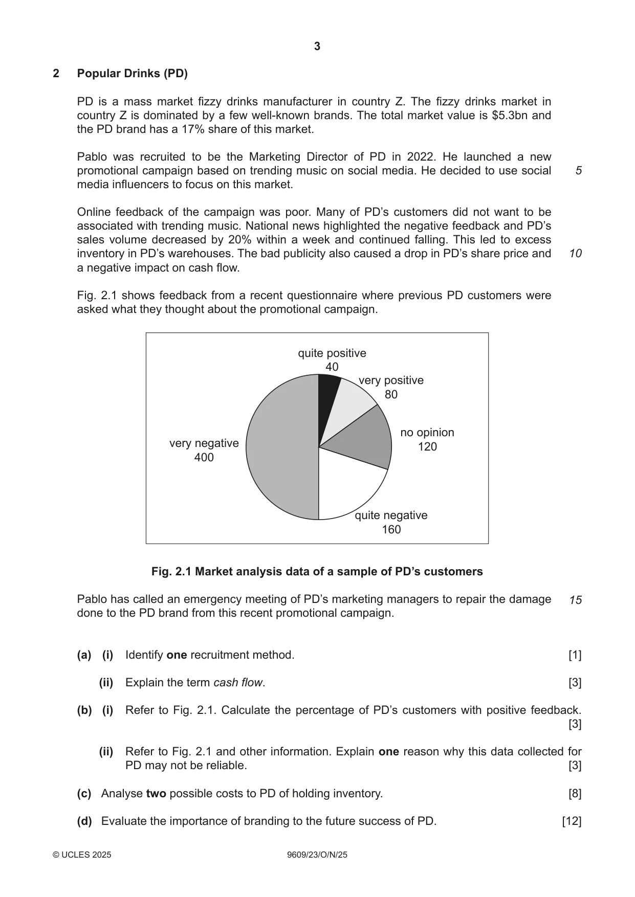 Cambridge A Level Business (for first examination in 2016) 9609 2025 Oct/Nov Paper 2 · Variant 3 question paper, page 3 of 4