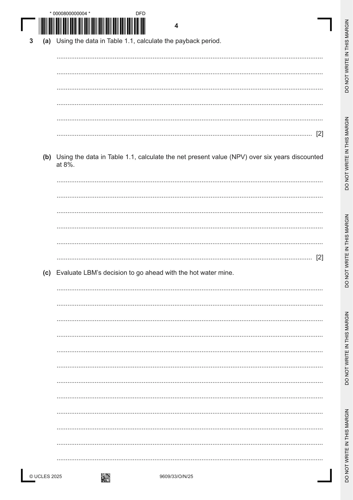 Cambridge A Level Business (for first examination in 2016) 9609 2025 Oct/Nov Paper 3 · Variant 3 question paper, page 4 of 12