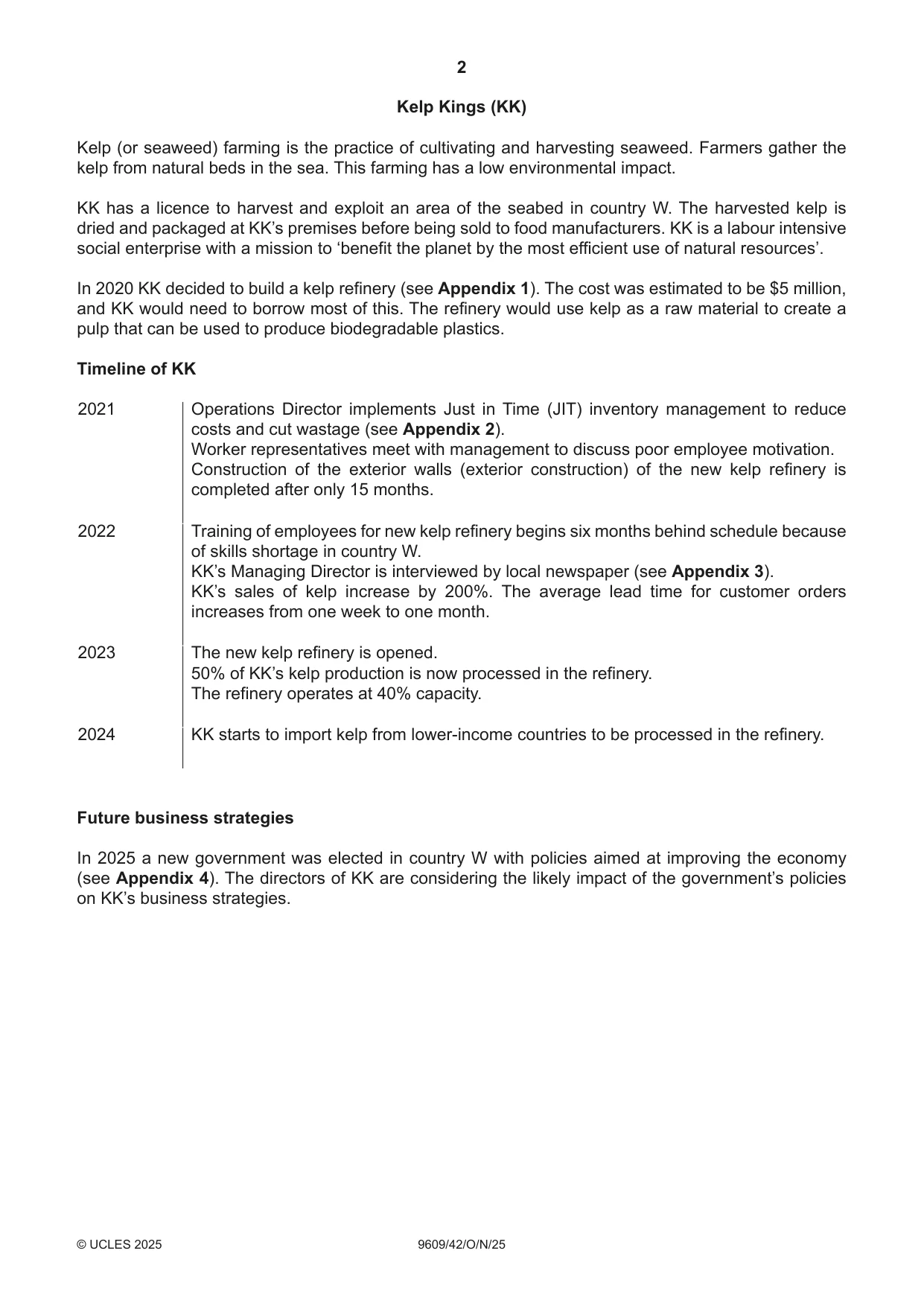 Cambridge A Level Business (for first examination in 2016) 9609 2025 Oct/Nov Paper 4 · Variant 2 question paper, page 2 of 4