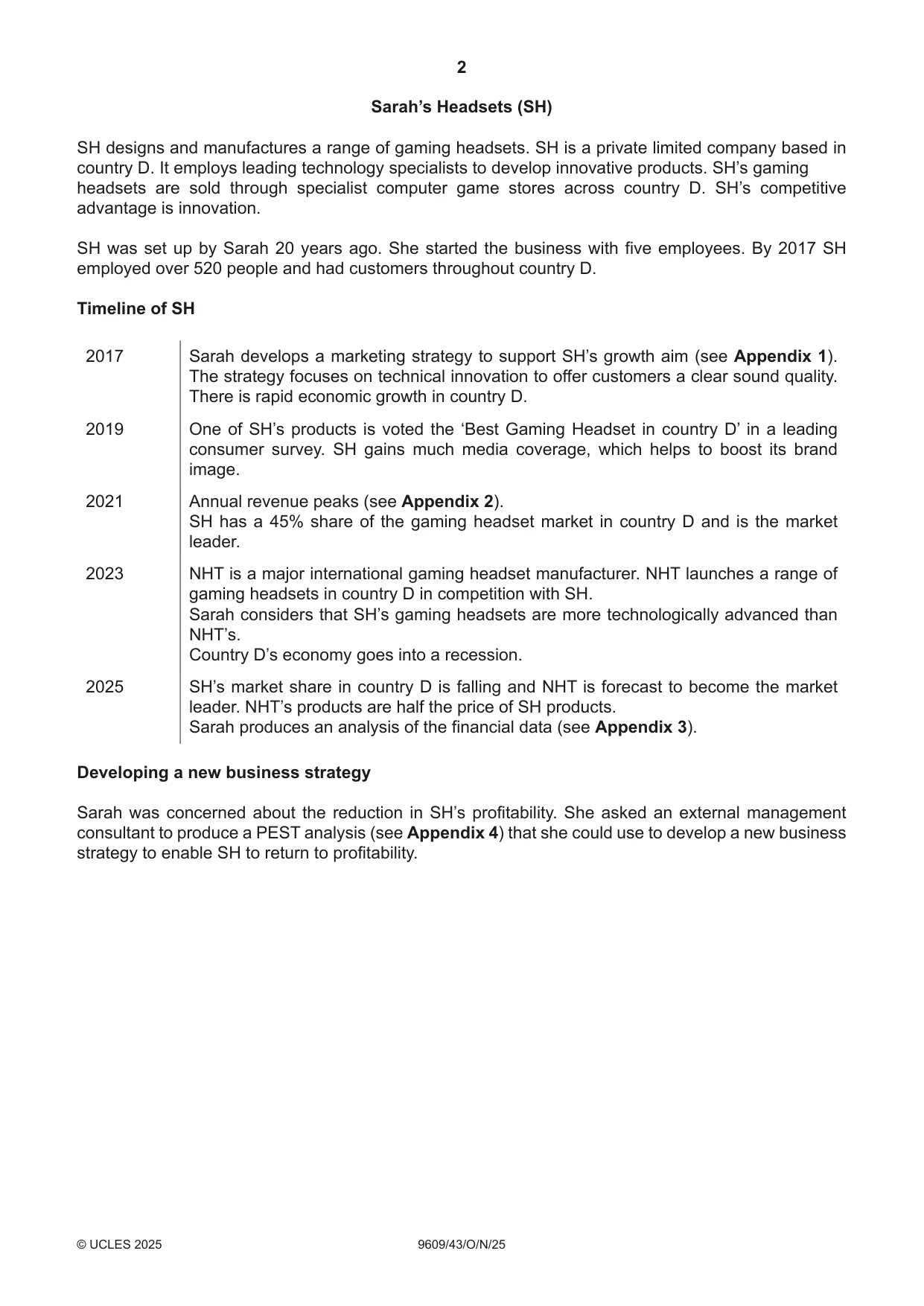 Cambridge A Level Business (for first examination in 2016) 9609 2025 Oct/Nov Paper 4 · Variant 3 question paper, page 2 of 4