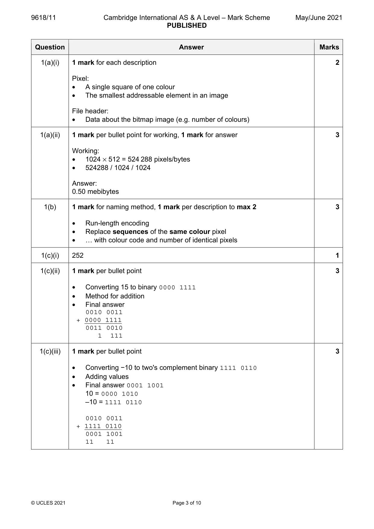 Mark scheme, page 3 of 10
