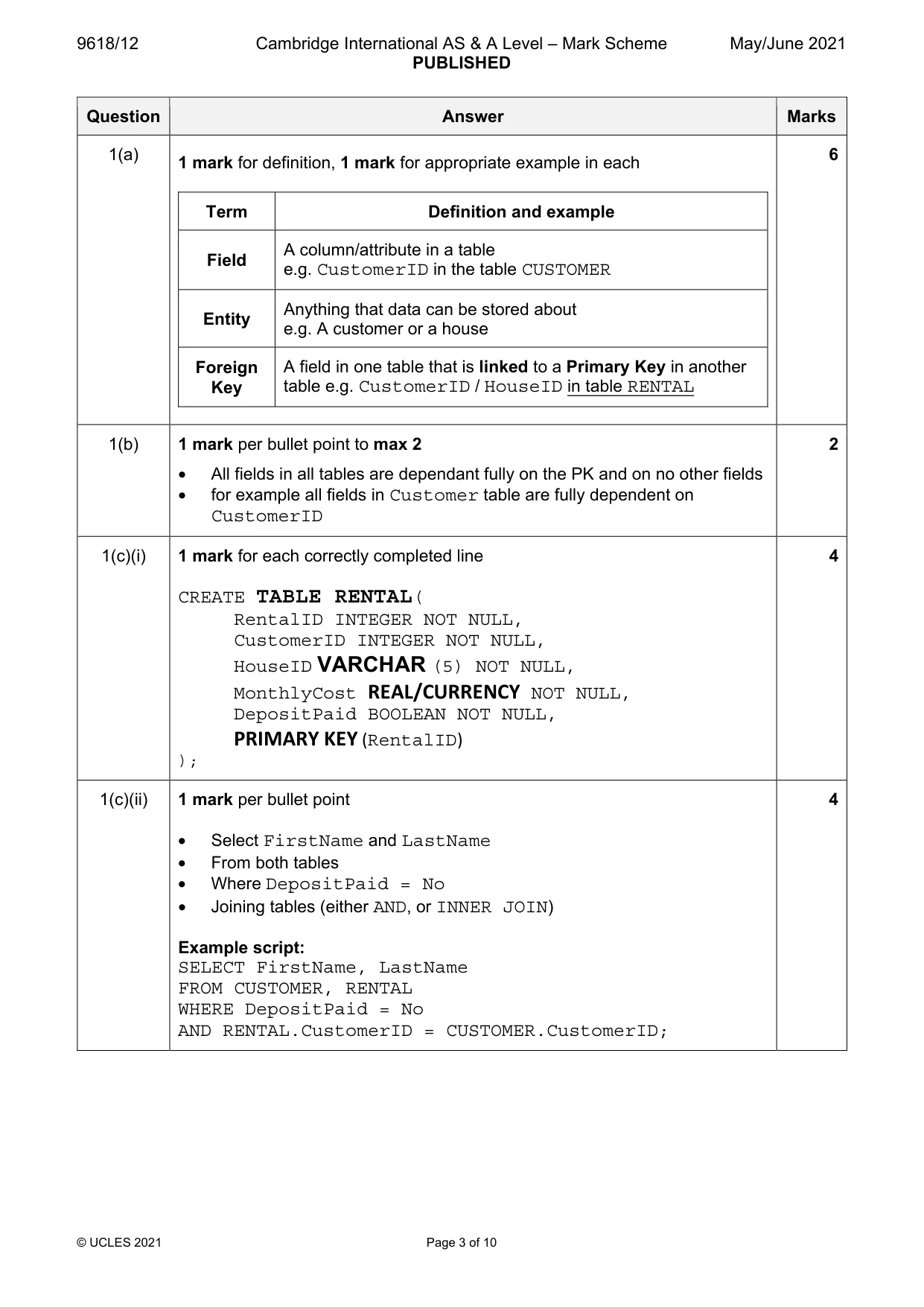 Mark scheme, page 3 of 10