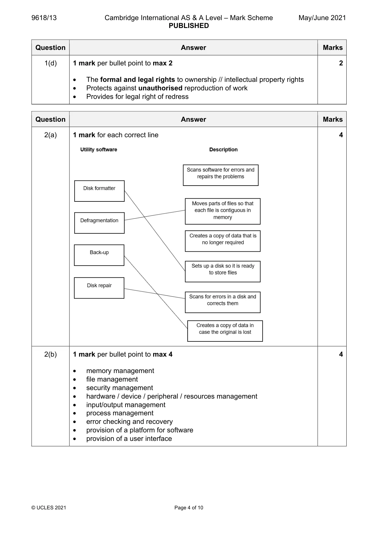 Mark scheme, page 4 of 10