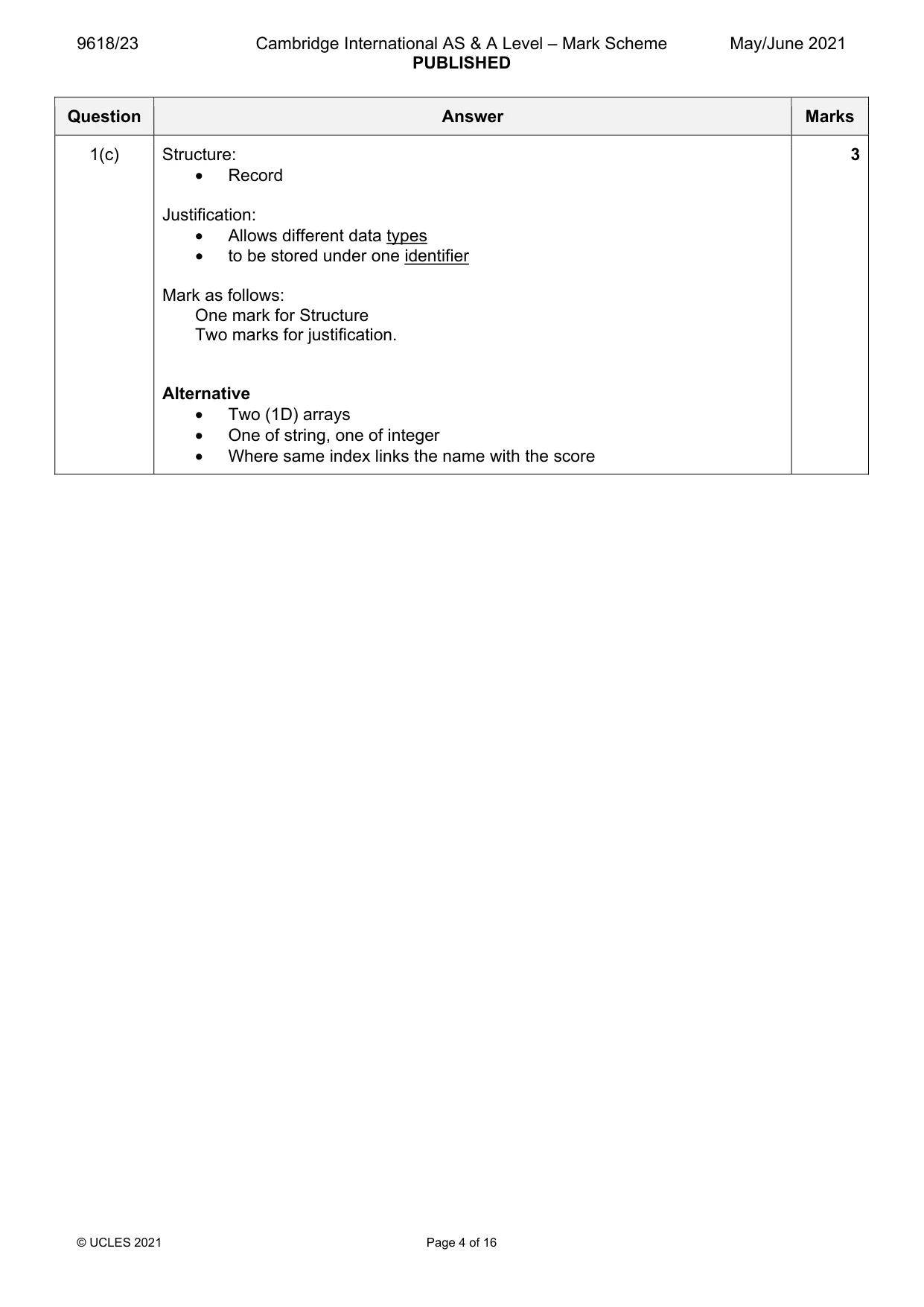 Mark scheme, page 4 of 16