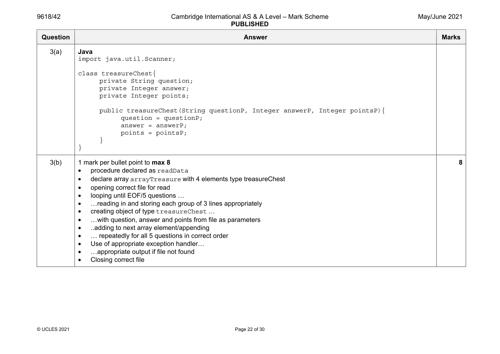 Mark scheme, page 22 of 30