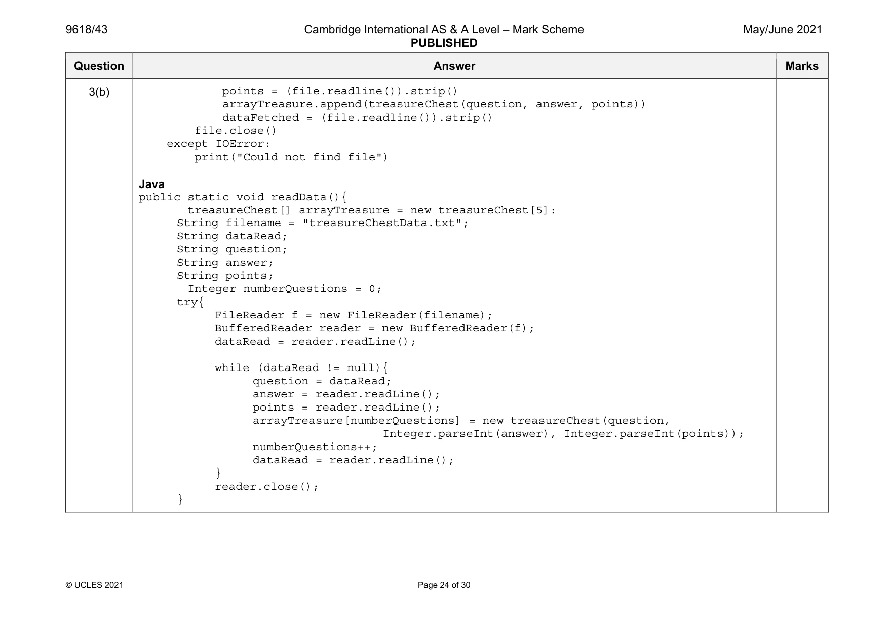 Mark scheme, page 24 of 30