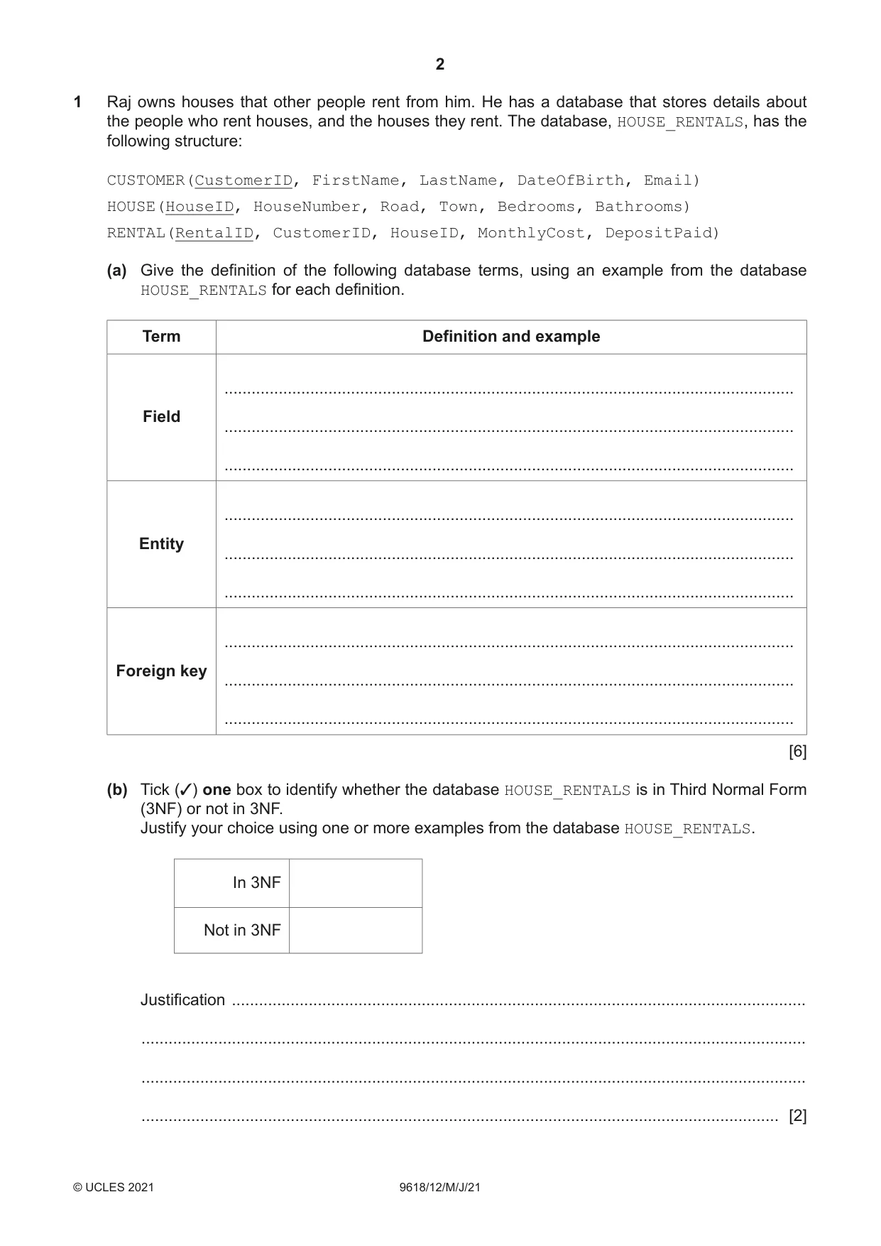 Cambridge A Level Computer Science 9618 2021 May/June Paper 1 · Variant 2 question paper, page 2 of 16