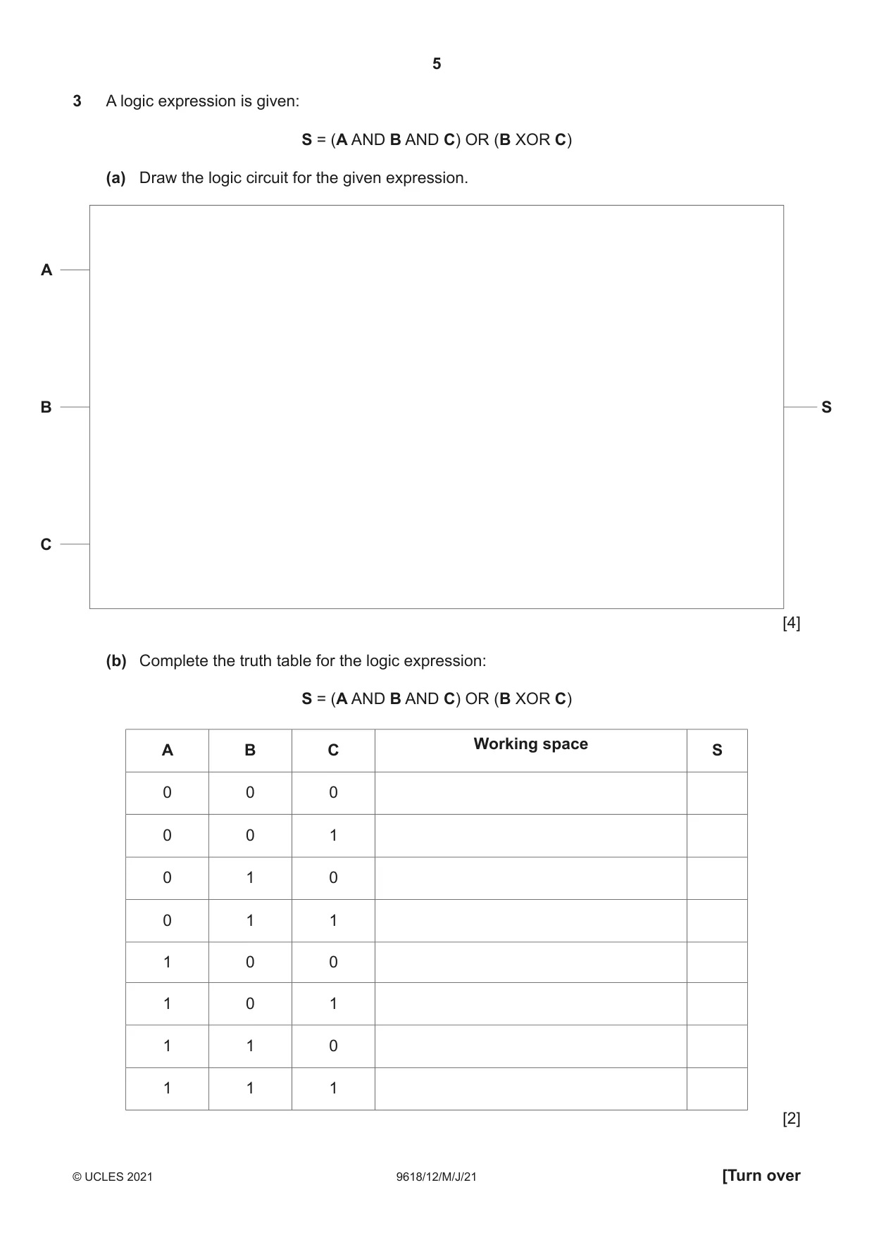 Cambridge A Level Computer Science 9618 2021 May/June Paper 1 · Variant 2 question paper, page 5 of 16