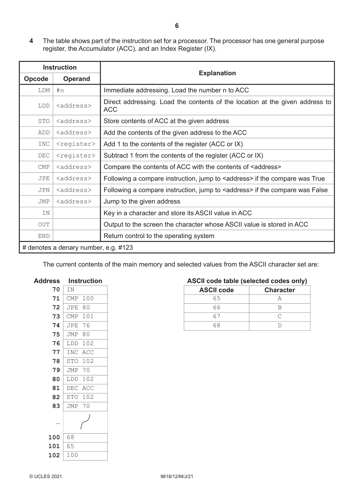 Cambridge A Level Computer Science 9618 2021 May/June Paper 1 · Variant 2 question paper, page 6 of 16
