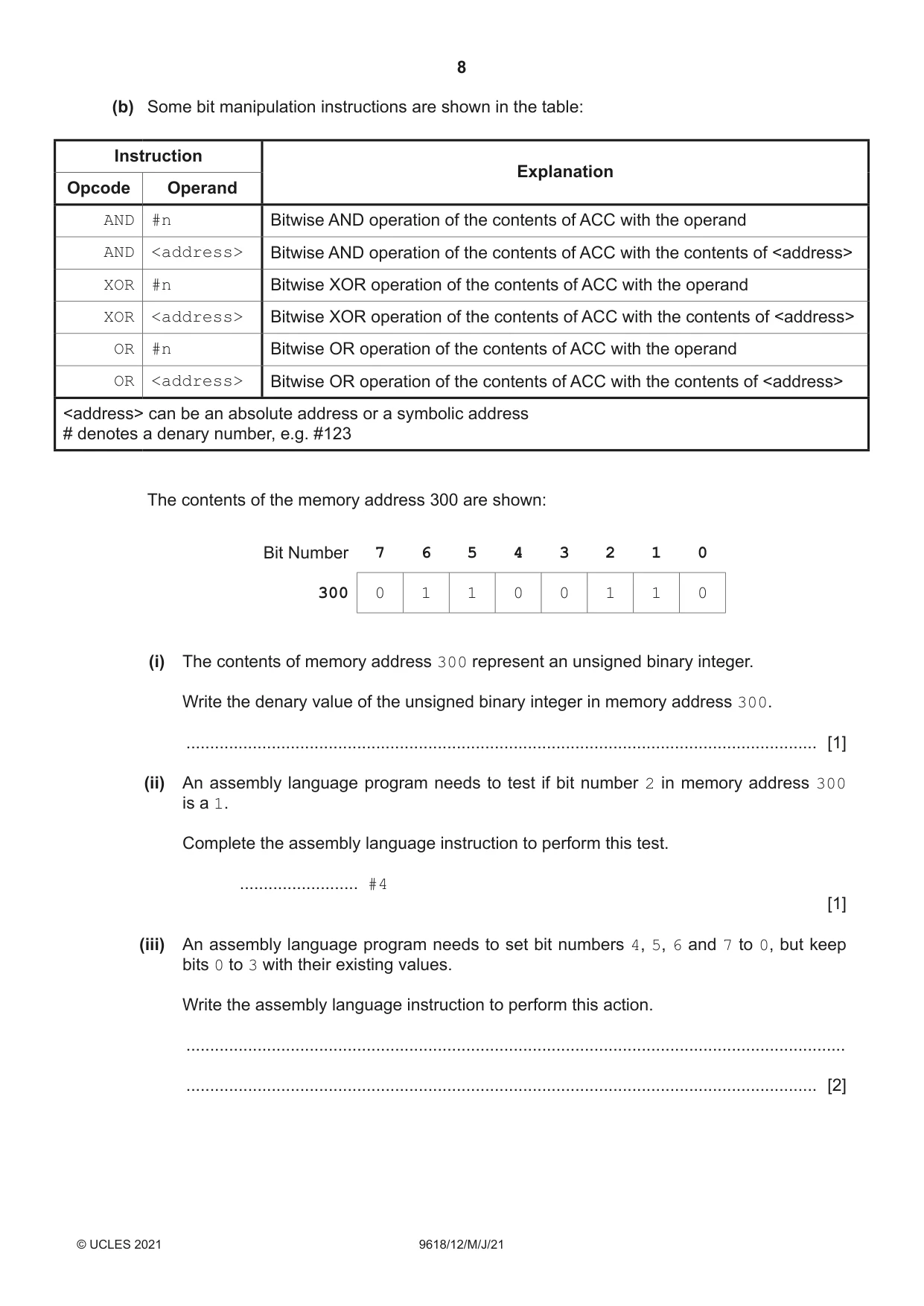 Cambridge A Level Computer Science 9618 2021 May/June Paper 1 · Variant 2 question paper, page 8 of 16