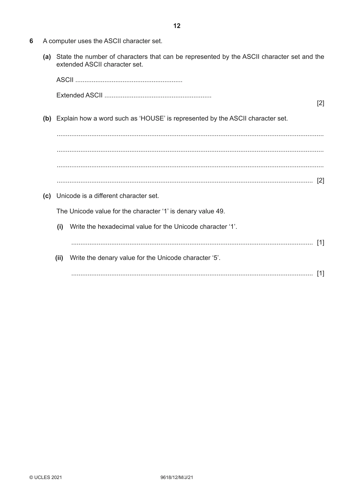 Cambridge A Level Computer Science 9618 2021 May/June Paper 1 · Variant 2 question paper, page 12 of 16