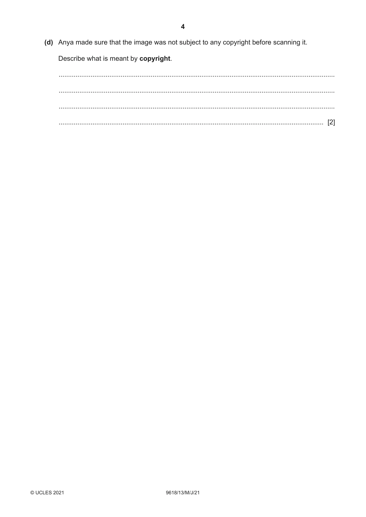 Cambridge A Level Computer Science 9618 2021 May/June Paper 1 · Variant 3 question paper, page 4 of 16