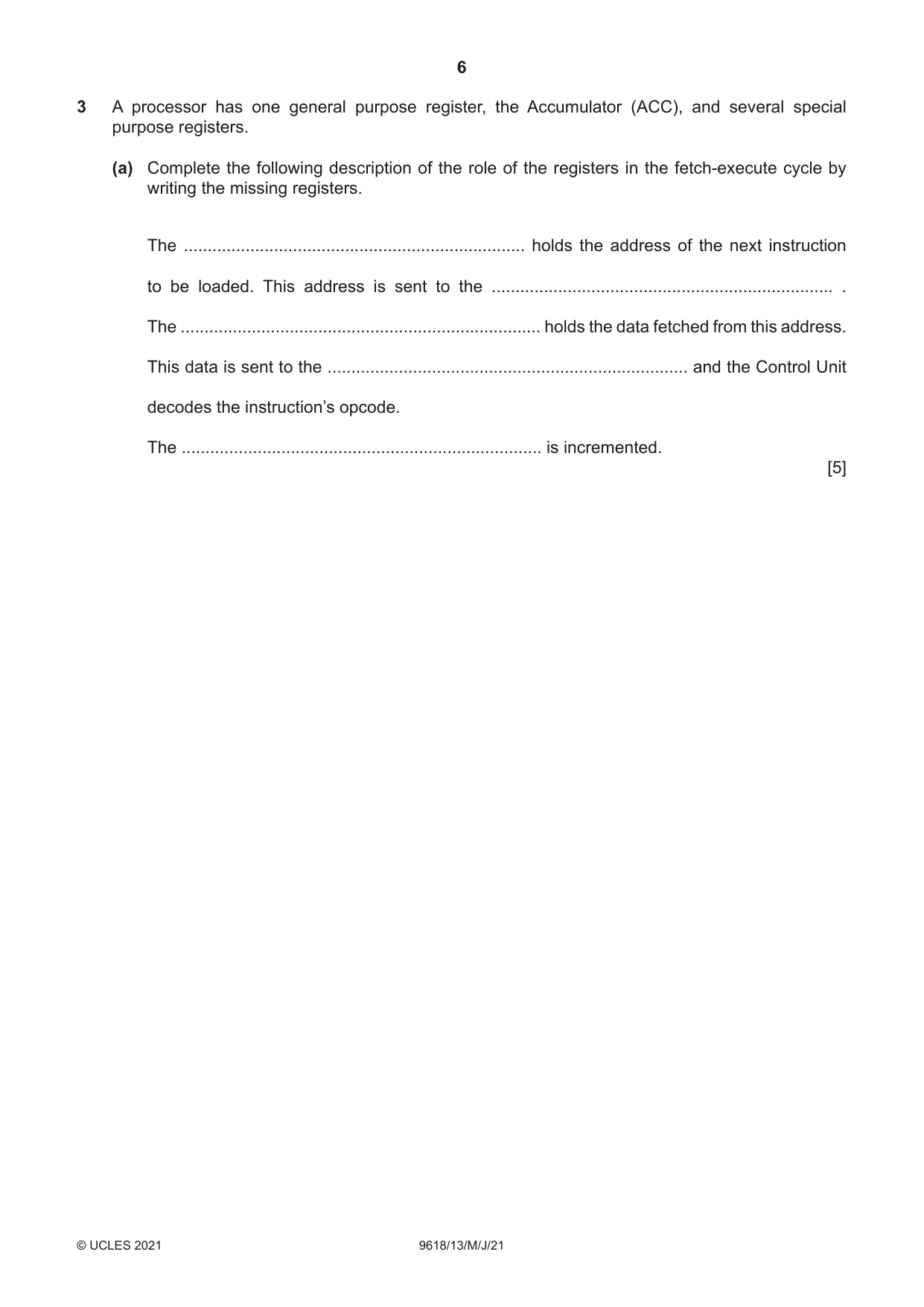 Cambridge A Level Computer Science 9618 2021 May/June Paper 1 · Variant 3 question paper, page 6 of 16