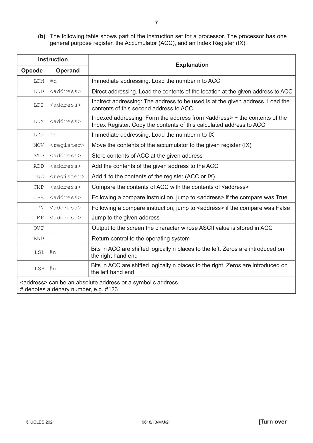 Cambridge A Level Computer Science 9618 2021 May/June Paper 1 · Variant 3 question paper, page 7 of 16