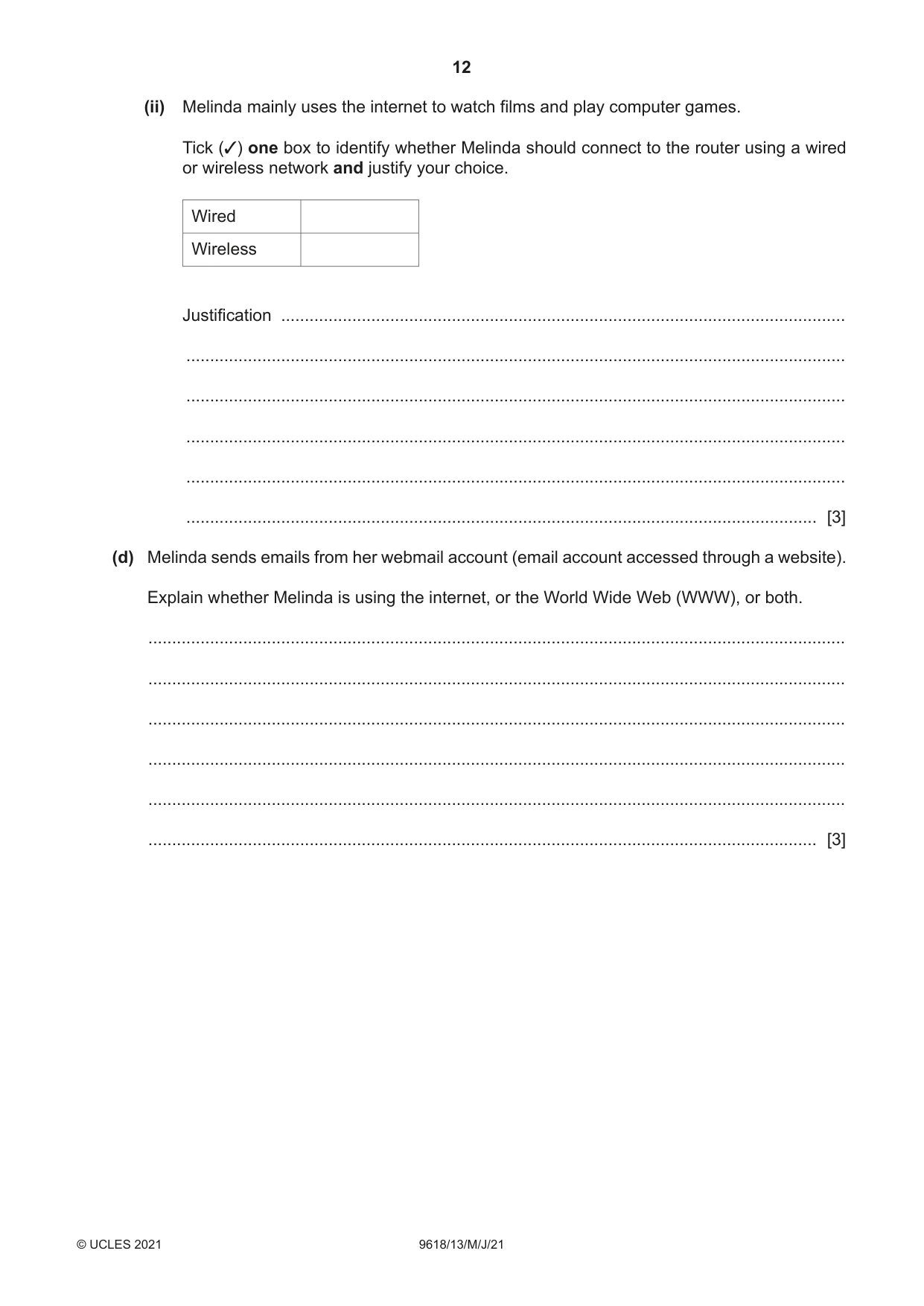Cambridge A Level Computer Science 9618 2021 May/June Paper 1 · Variant 3 question paper, page 12 of 16