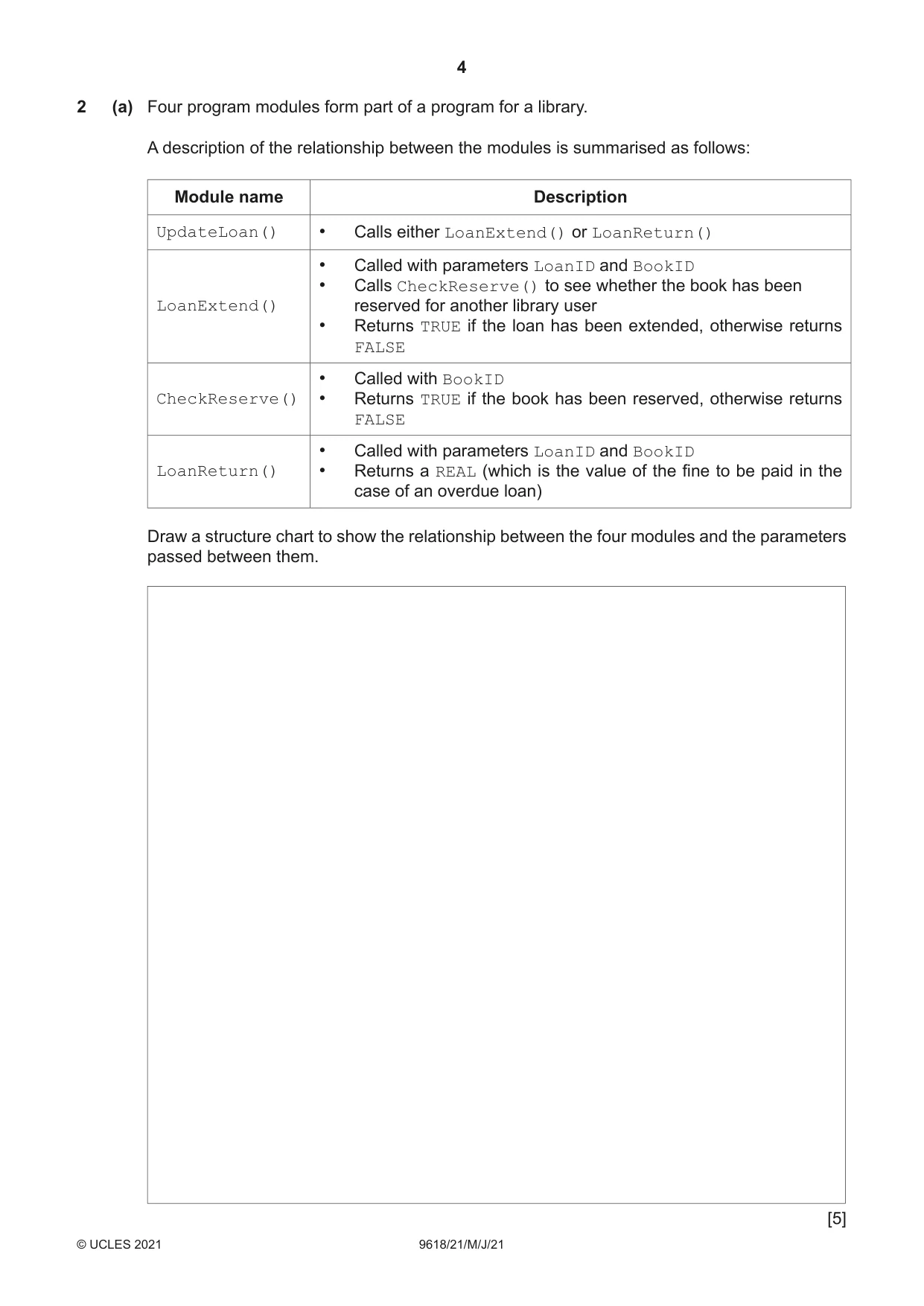 Cambridge A Level Computer Science 9618 2021 May/June Paper 2 · Variant 1 question paper, page 4 of 24