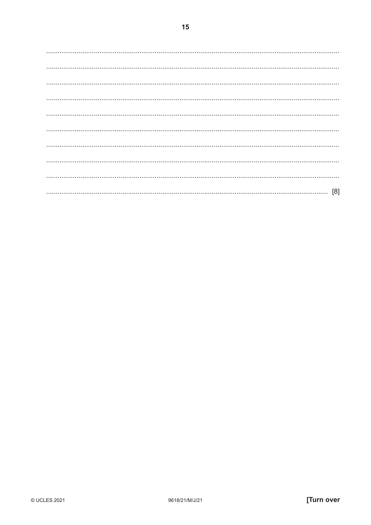 Cambridge A Level Computer Science 9618 2021 May/June Paper 2 · Variant 1 question paper, page 15 of 24