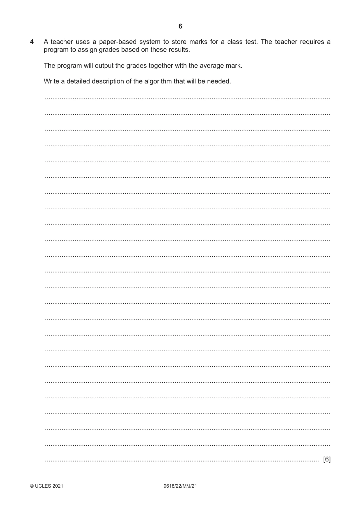 Cambridge A Level Computer Science 9618 2021 May/June Paper 2 · Variant 2 question paper, page 6 of 16