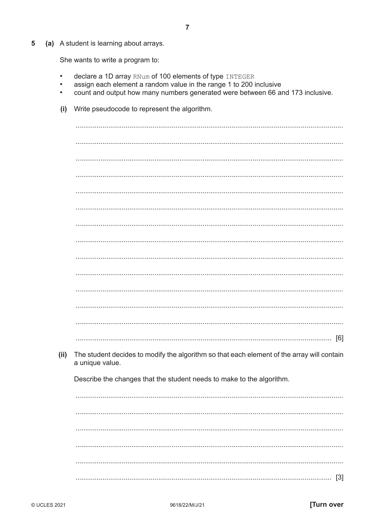 Cambridge A Level Computer Science 9618 2021 May/June Paper 2 · Variant 2 question paper, page 7 of 16